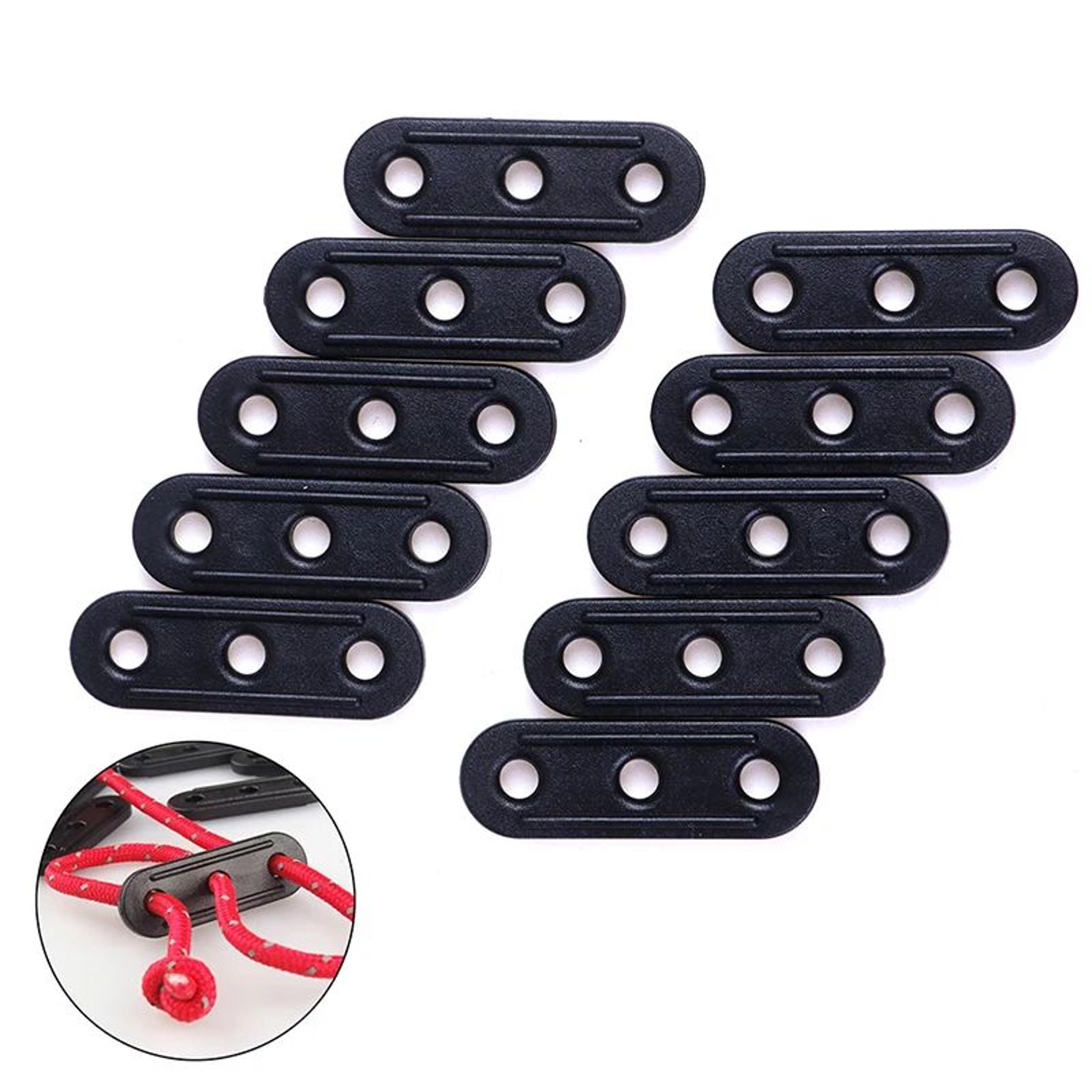 self-locking guyline tensioners (10-pack) – tent rope adjusters & tarp canopy clips for fast, secure setups