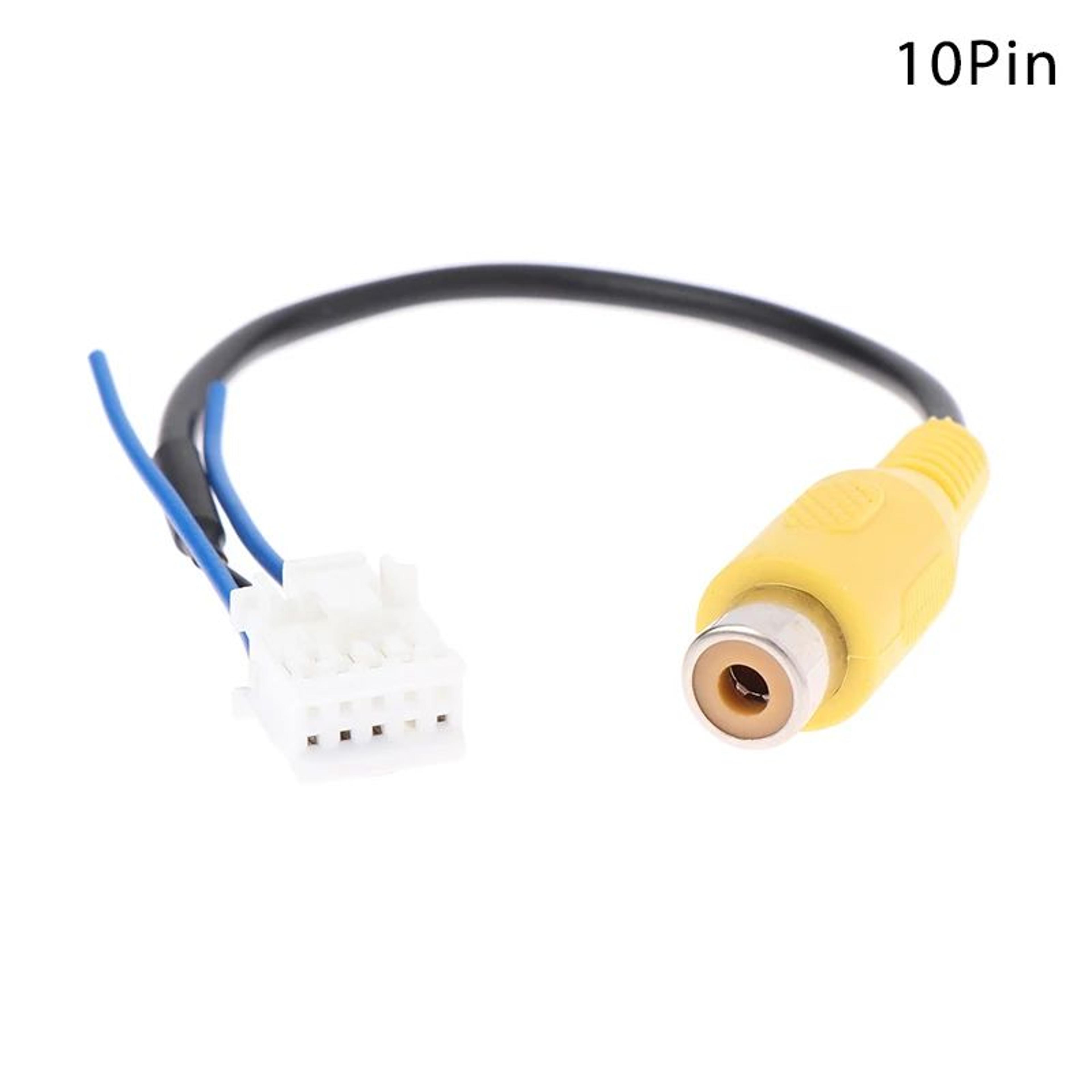 universal 10-pin backup camera rca adapter cable for android car stereo radios