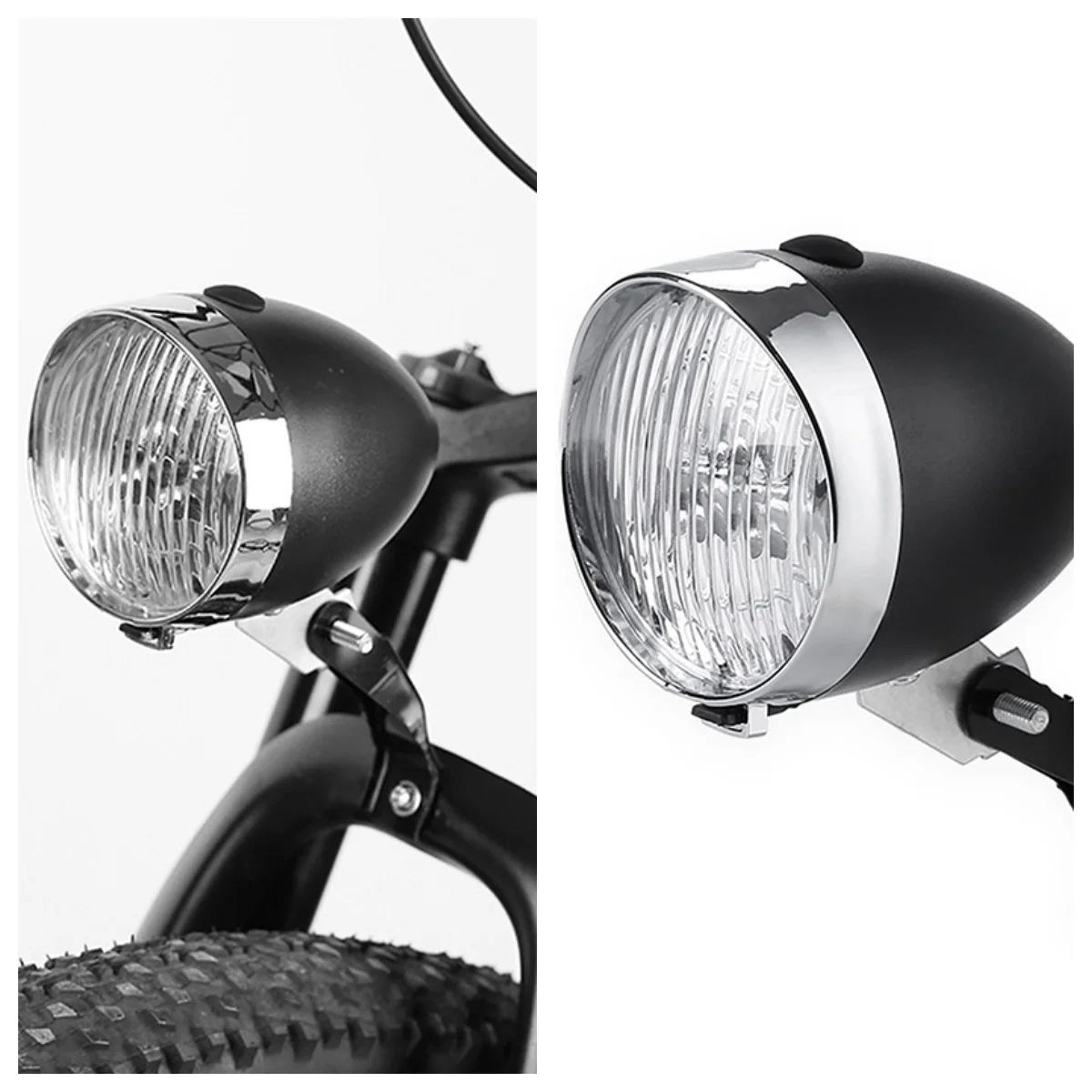 retro 3-led waterproof bike headlight & rear safety lamp – vintage abs shell bike front light