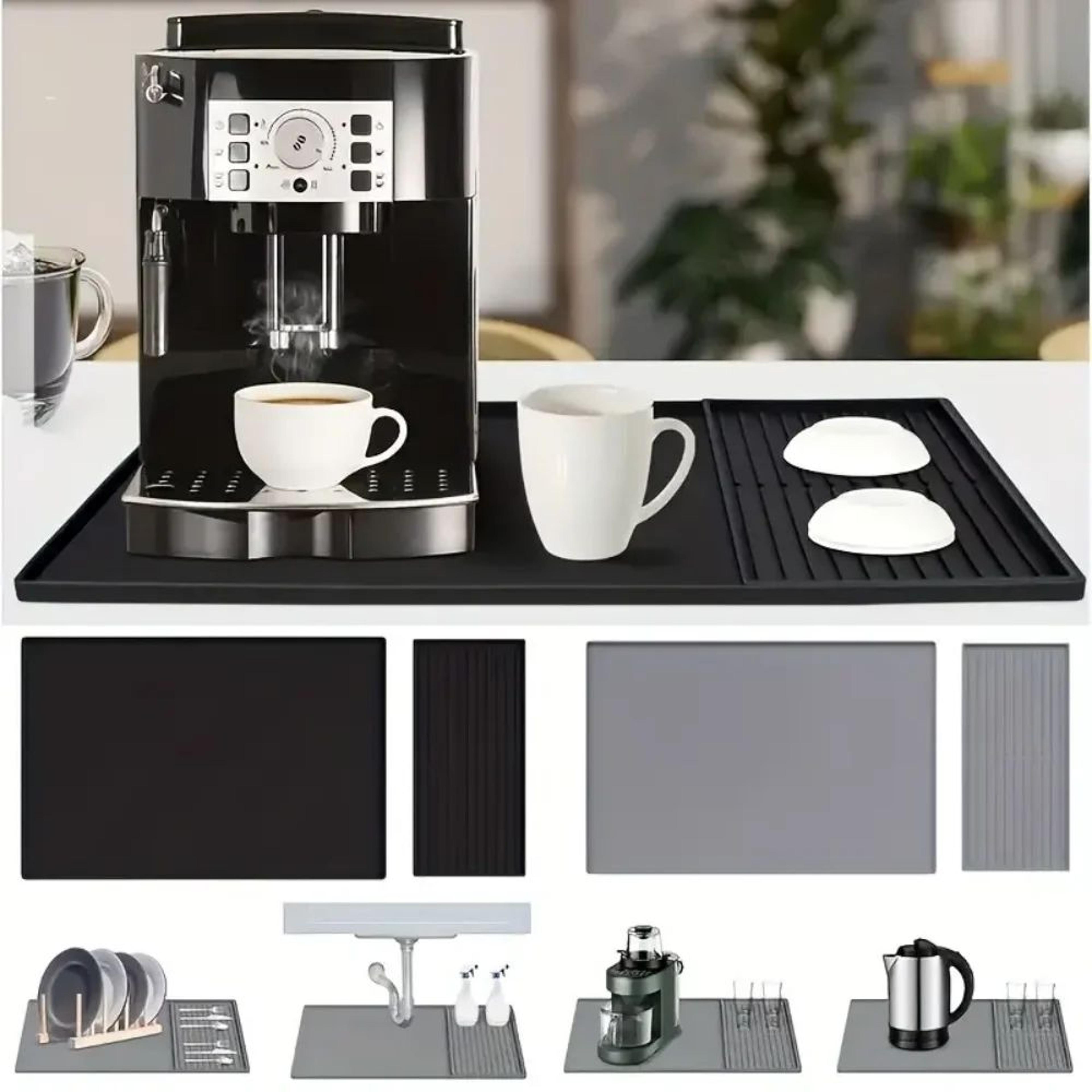 barshield silicone coffee mat with raised edges – espresso machine mat & countertop protector for coffee bar