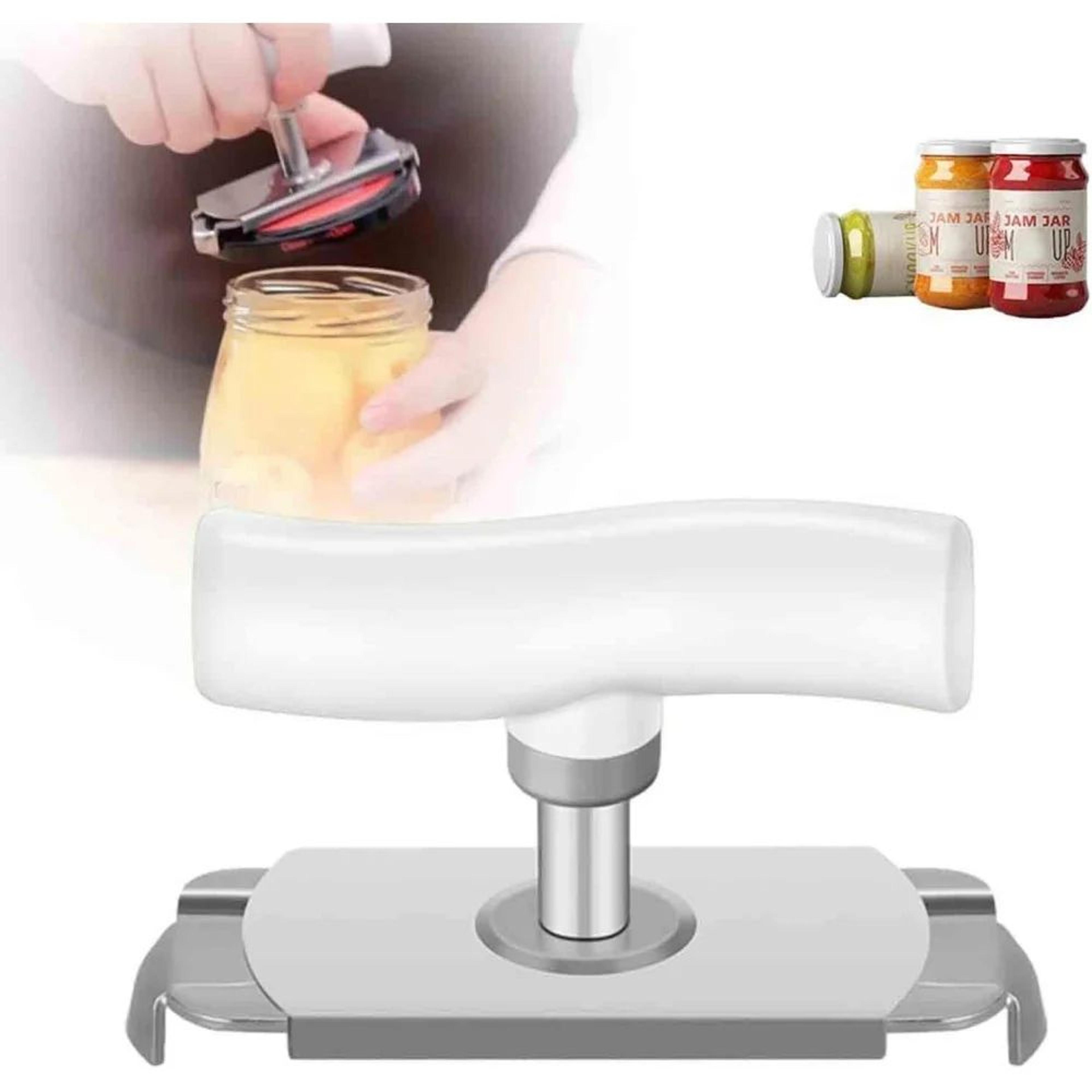 stainless steel adjustable jar opener & bottle cap opener, labor-saving lid grip tool for easy twist-off lids