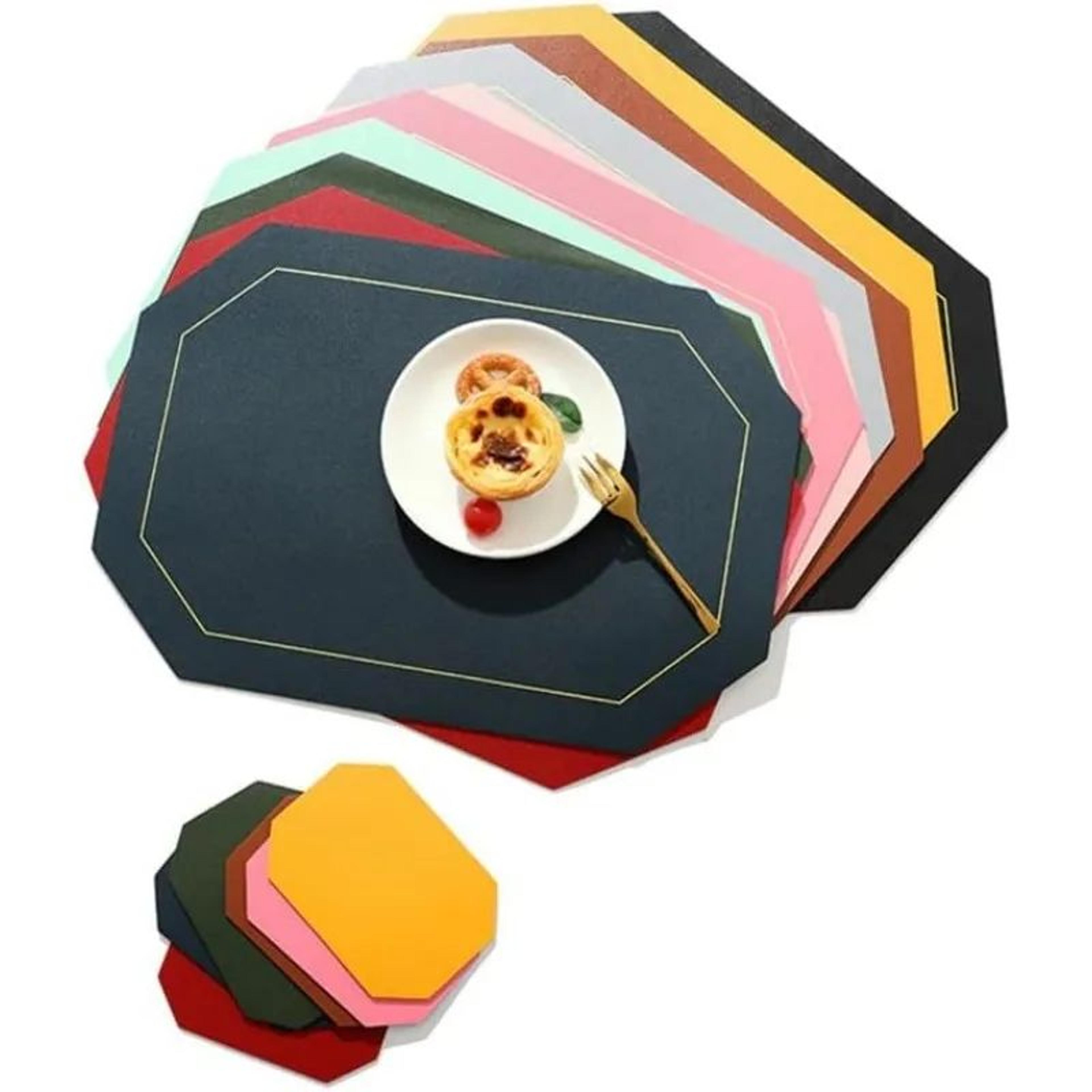 reversible leather placemats set (1–4pcs) – double-sided, non-slip, waterproof, heat-resistant table mats