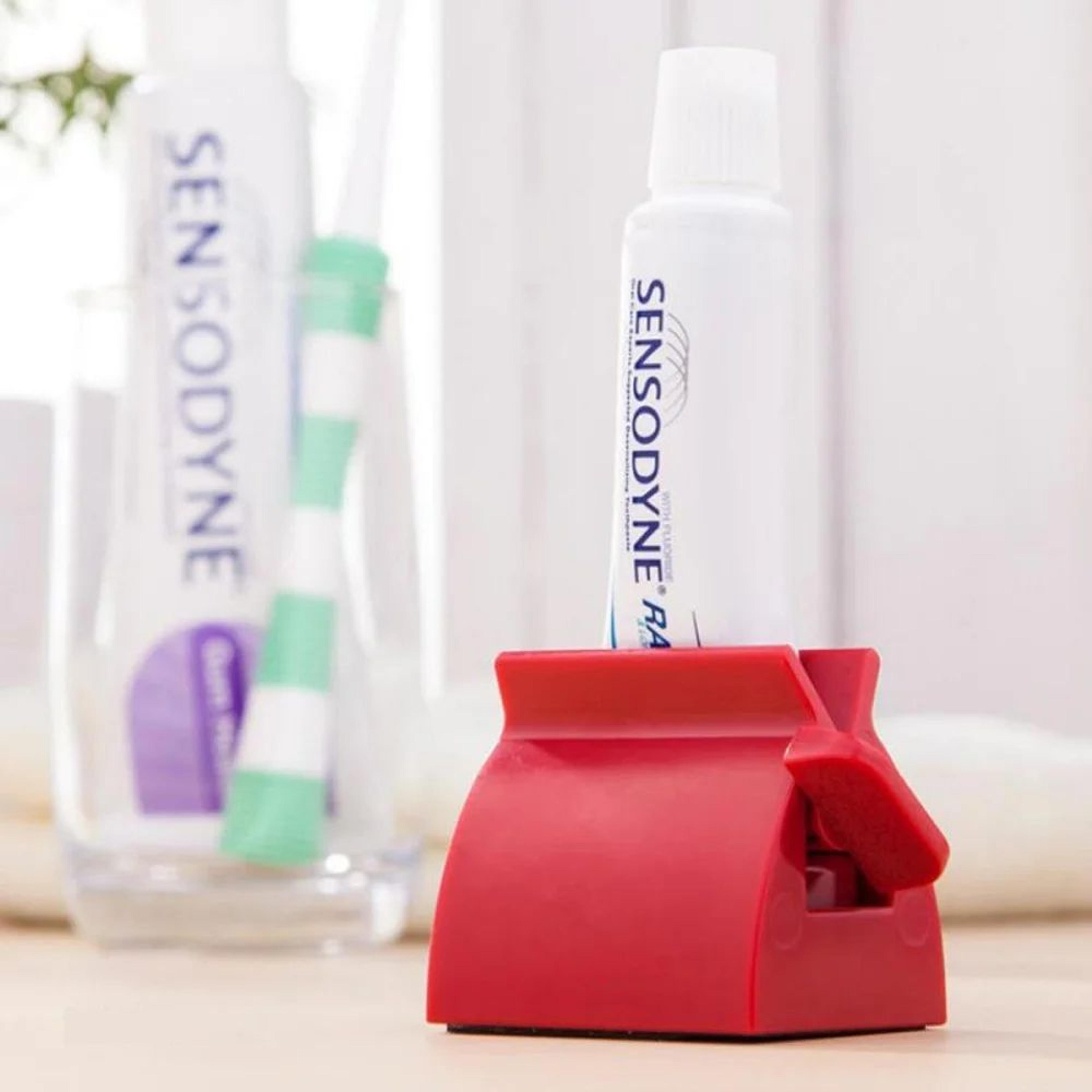 toothpaste tube squeezer roller stand – easy no-waste toothpaste roller & bathroom organizer