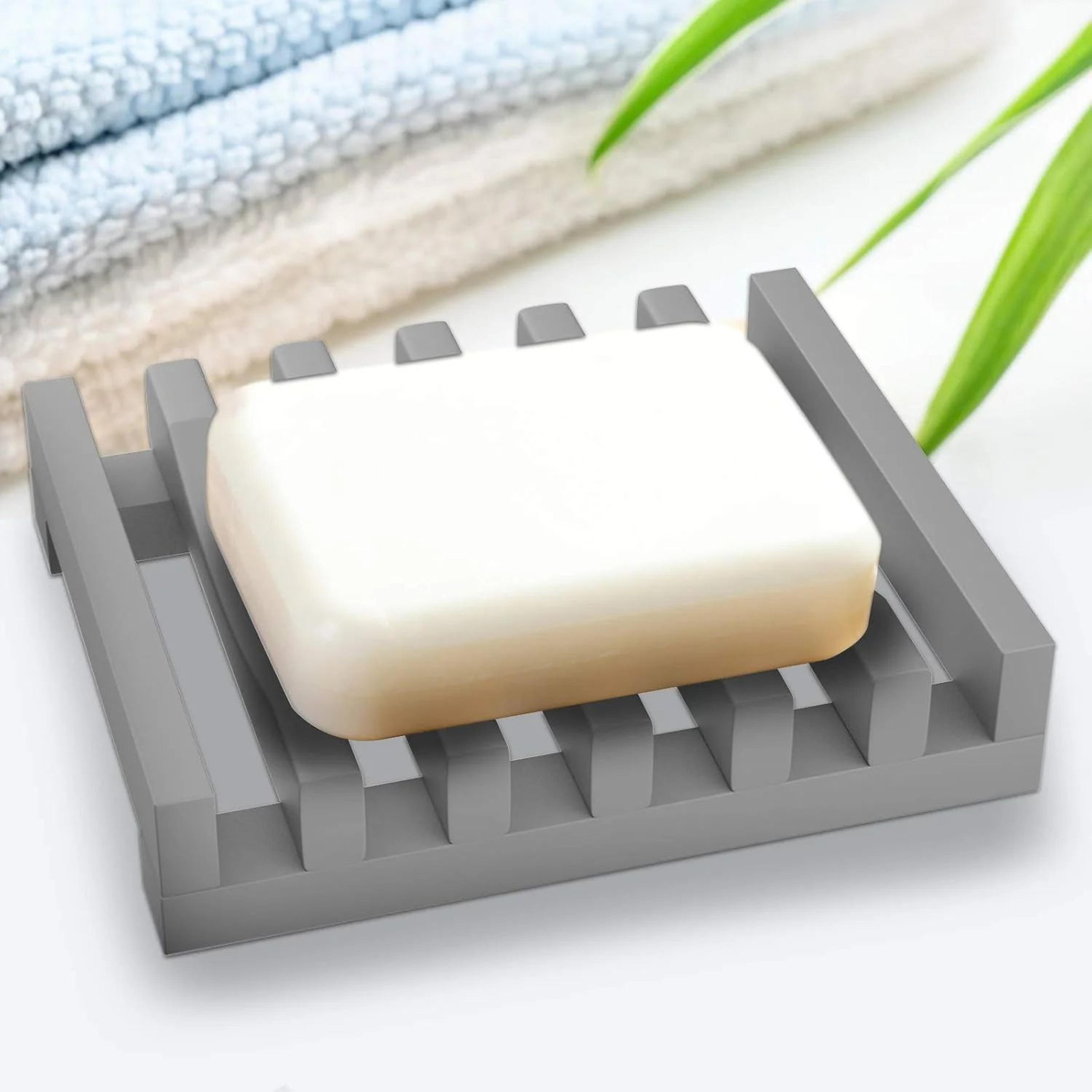 silicone self-draining soap dish tray, non-slip soap saver for shower, sink & bathtub
