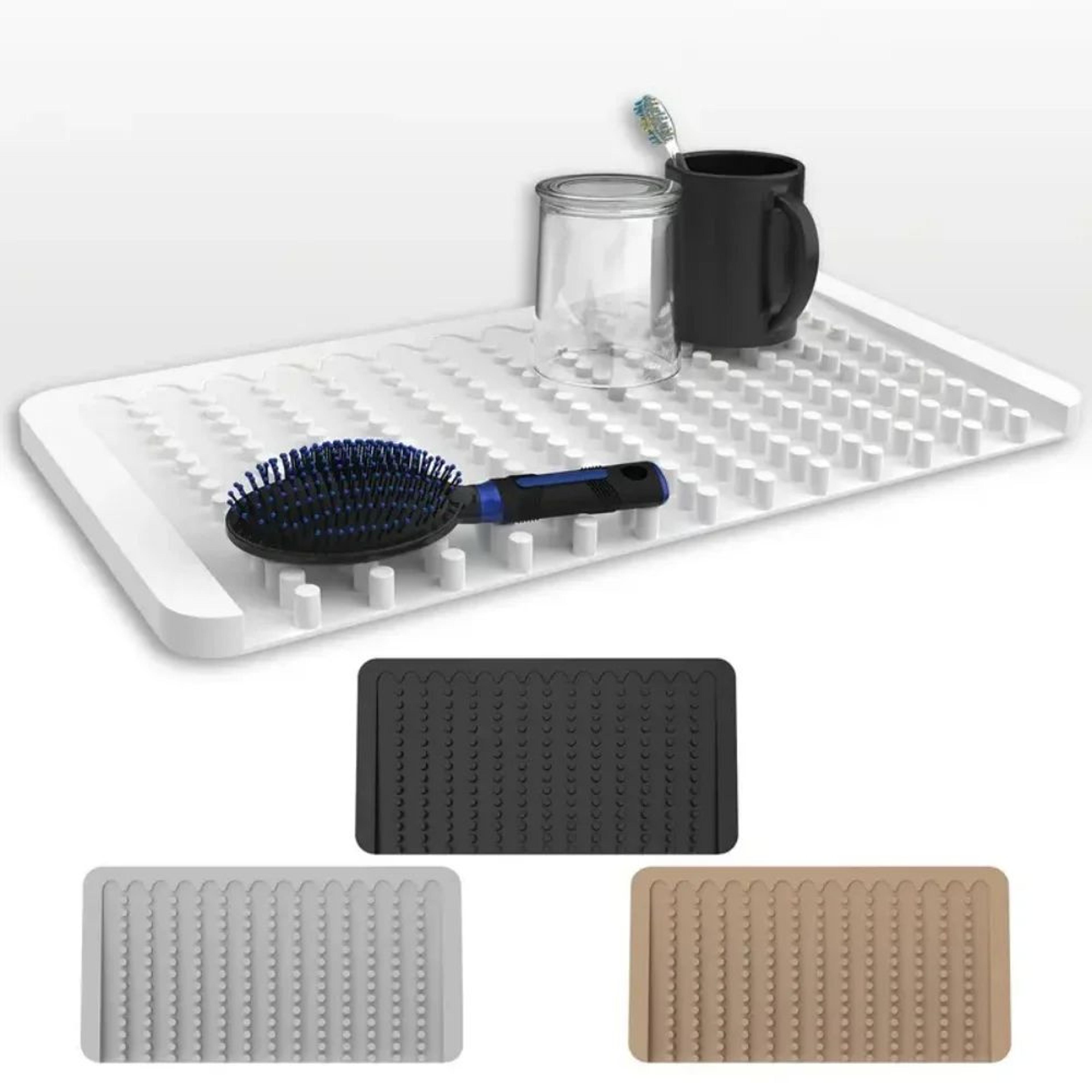 sloped silicone dish drying mat, drip-free kitchen counter drying pad, heat-resistant & non-slip drain mat