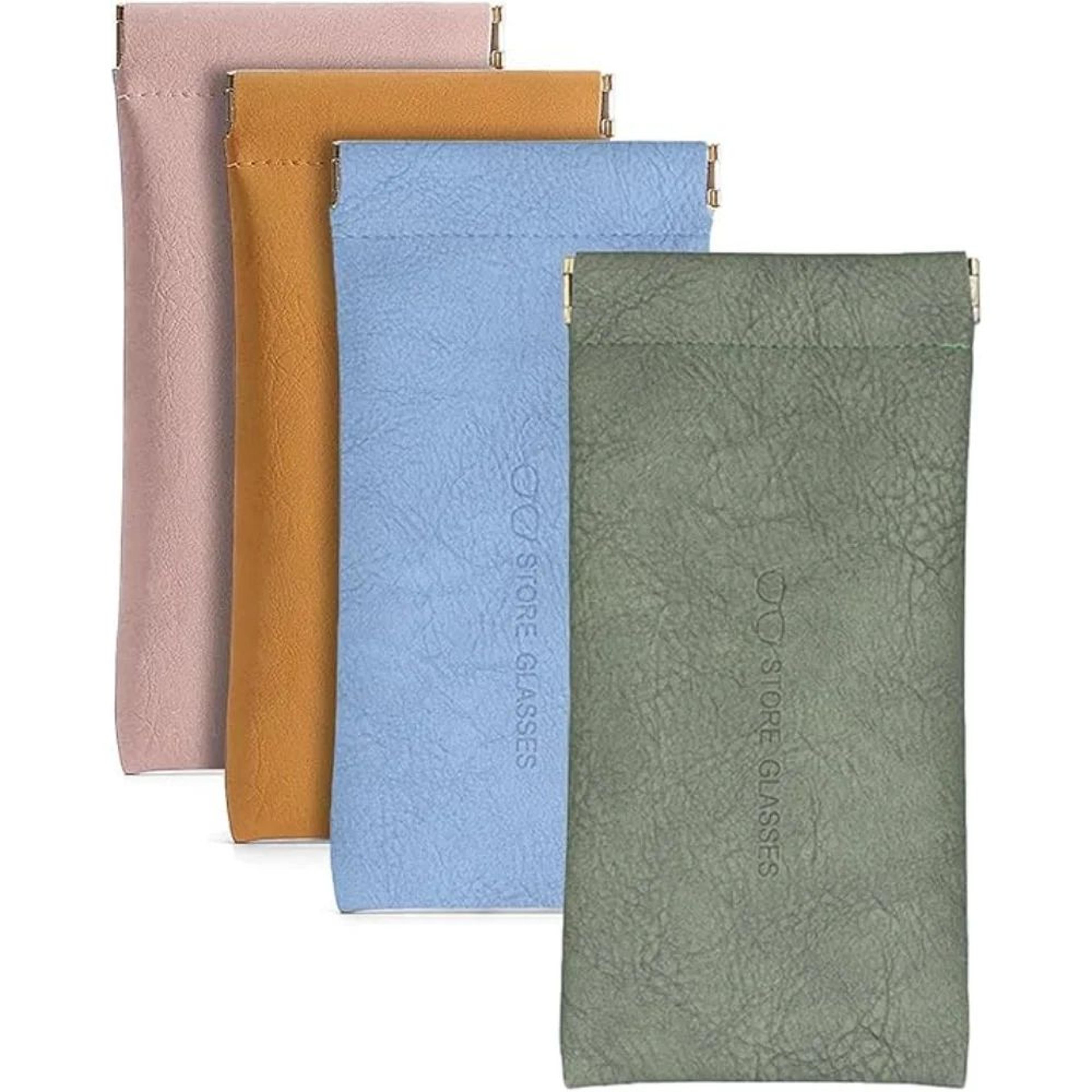 soft pu leather glasses pouch – squeeze-top portable eyeglass & sunglasses case (unisex)
