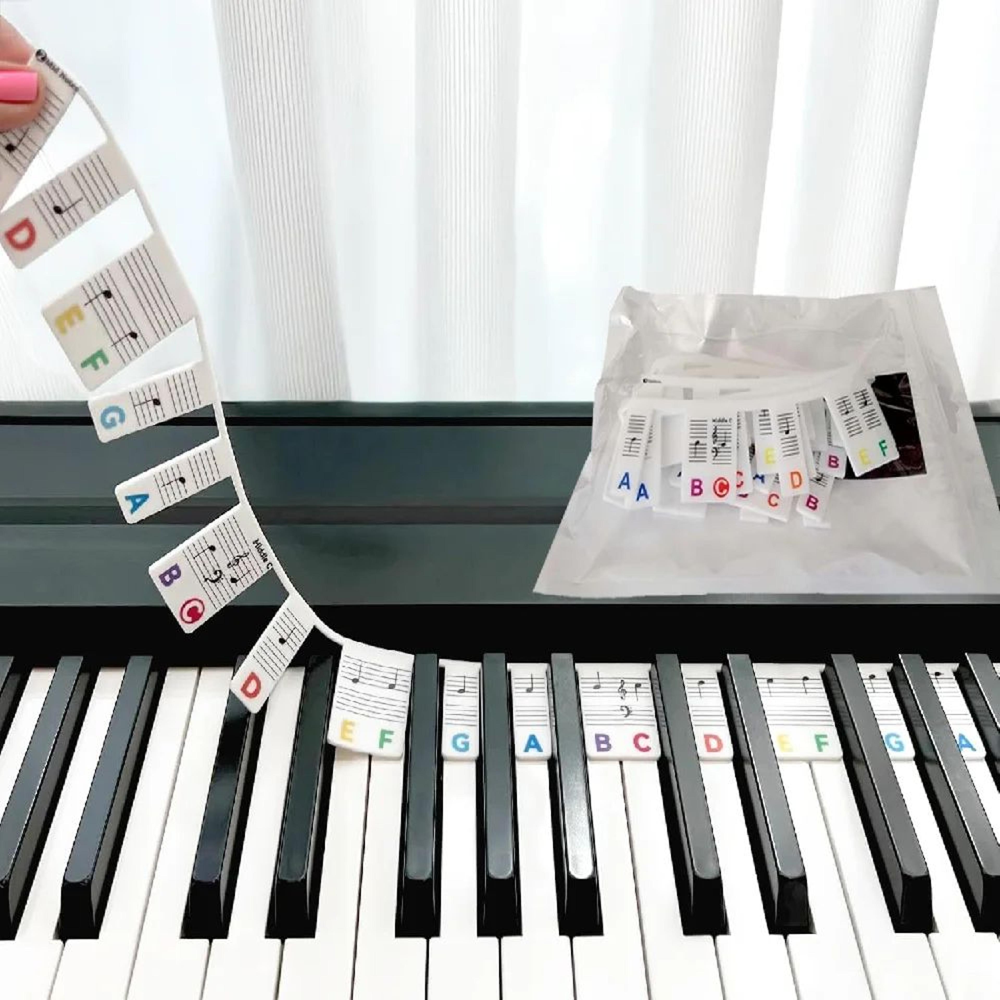 removable piano keyboard stickers for 88/61 keys – reusable piano note labels for faster learning (beginner-friendly)