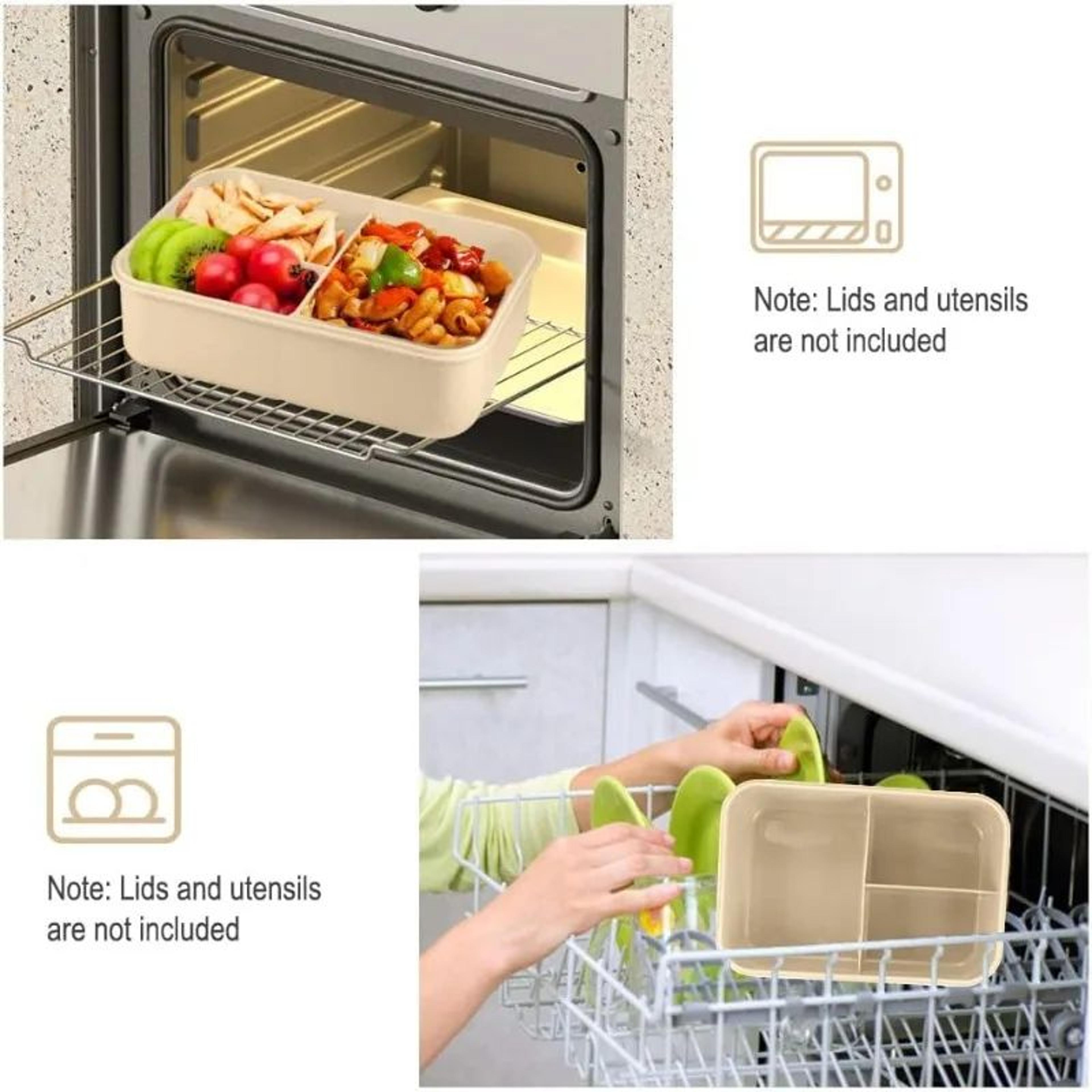leakproof bento lunch box 1200ml – 3 compartment microwave safe lunch container with utensils