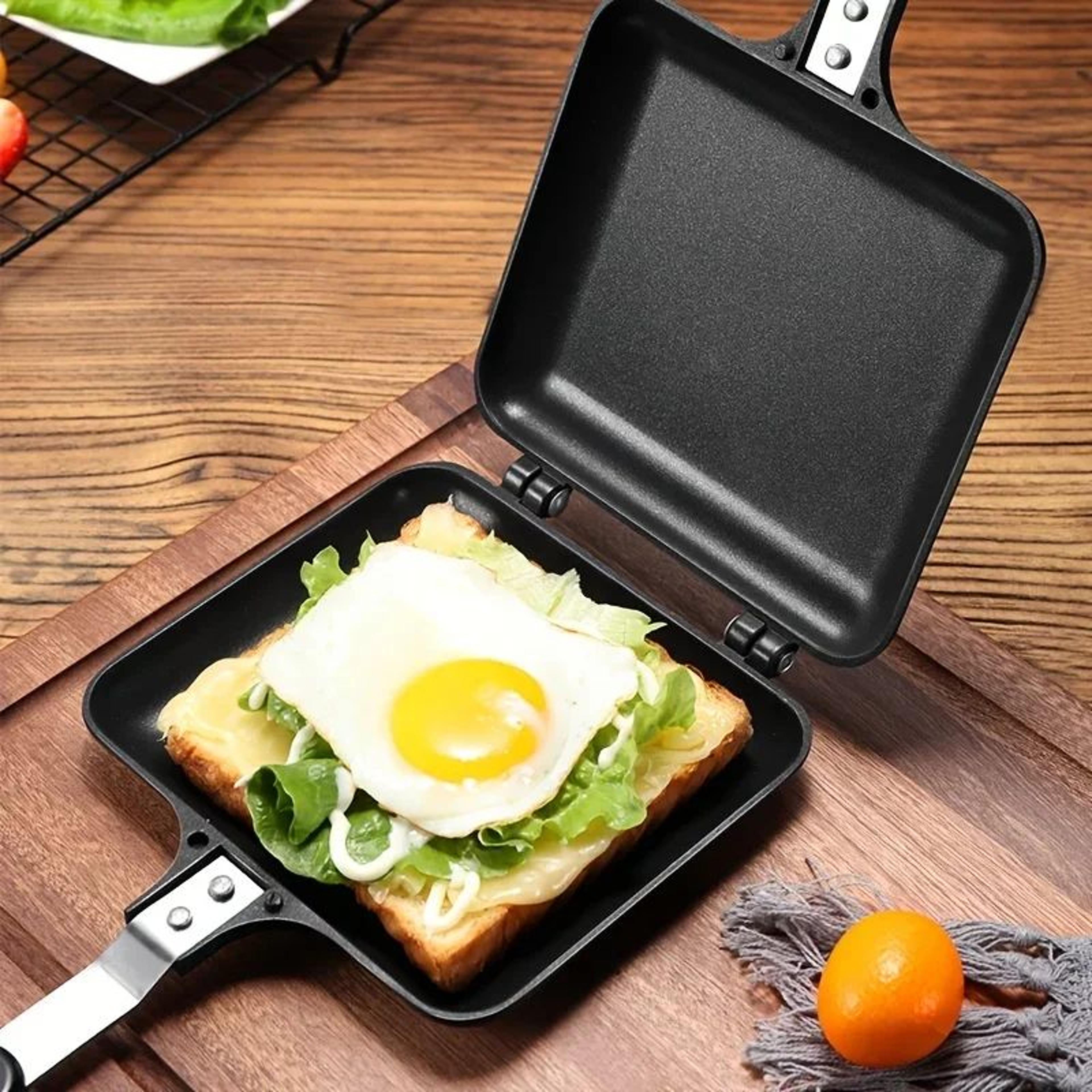 non-stick stovetop sandwich maker grill pan, double-sided toastie & waffle press