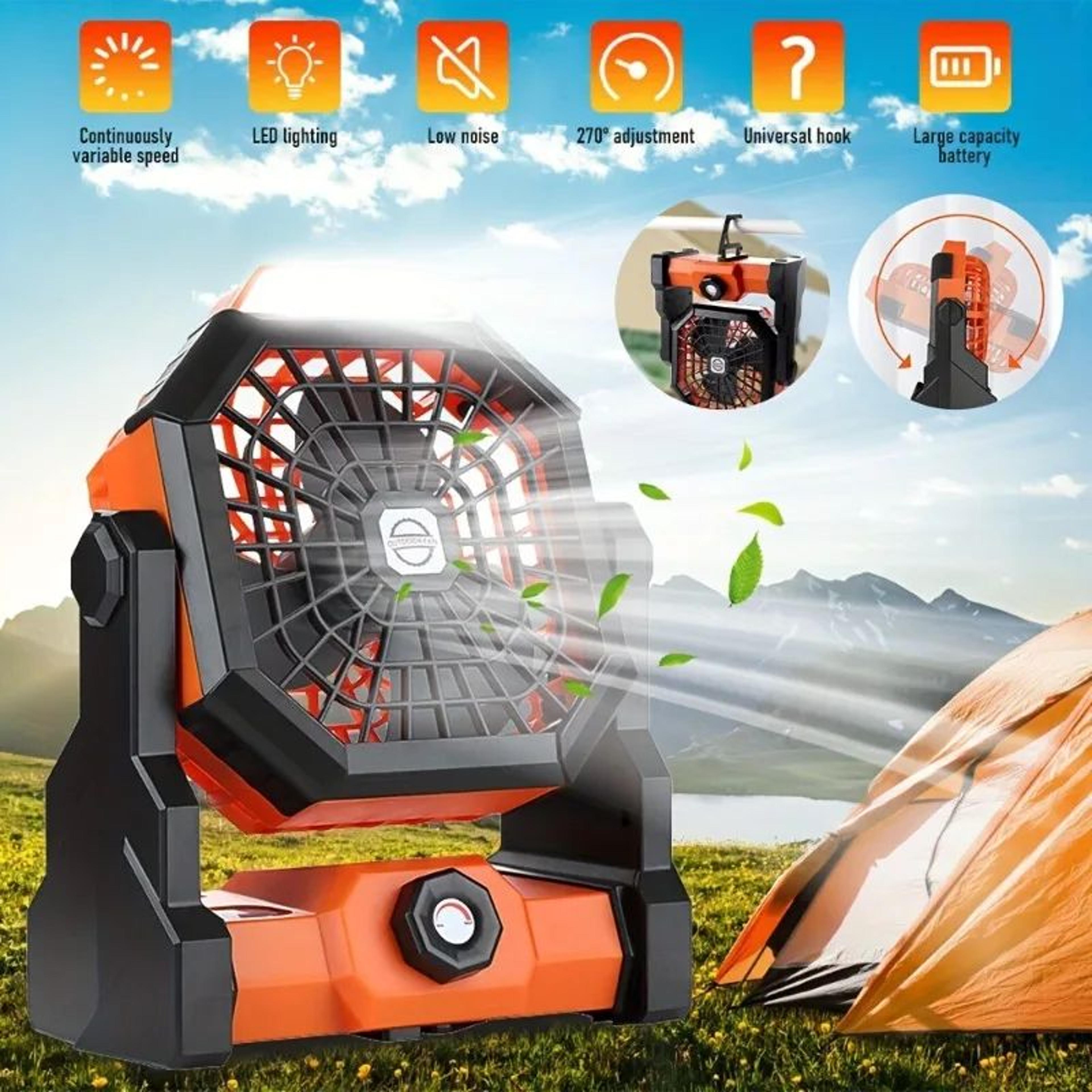 stay cool anywhere portable usb fan with infinite speed control, rechargeable battery & led light