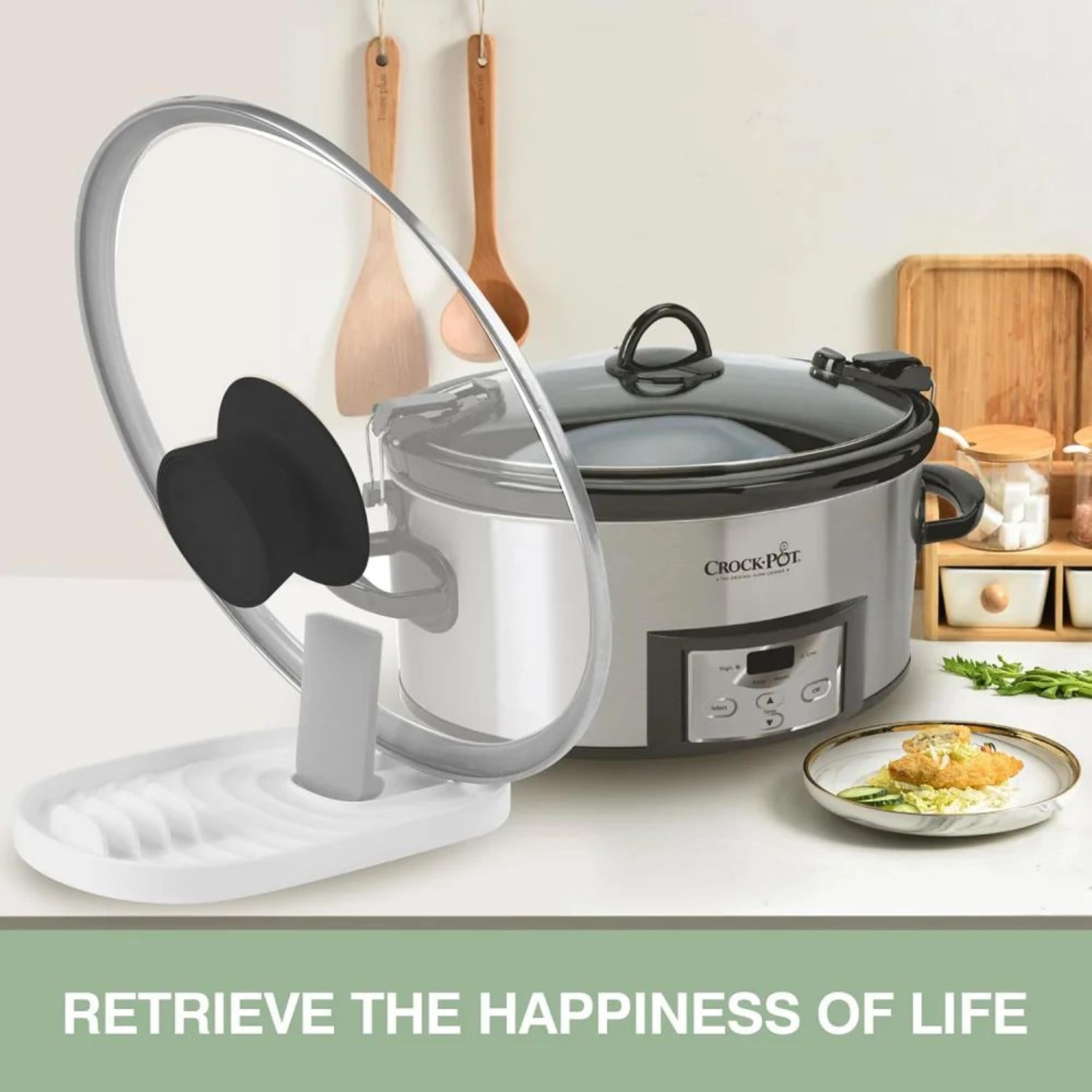 foldable multi-function spoon rest & pot lid holder stove top organizer
