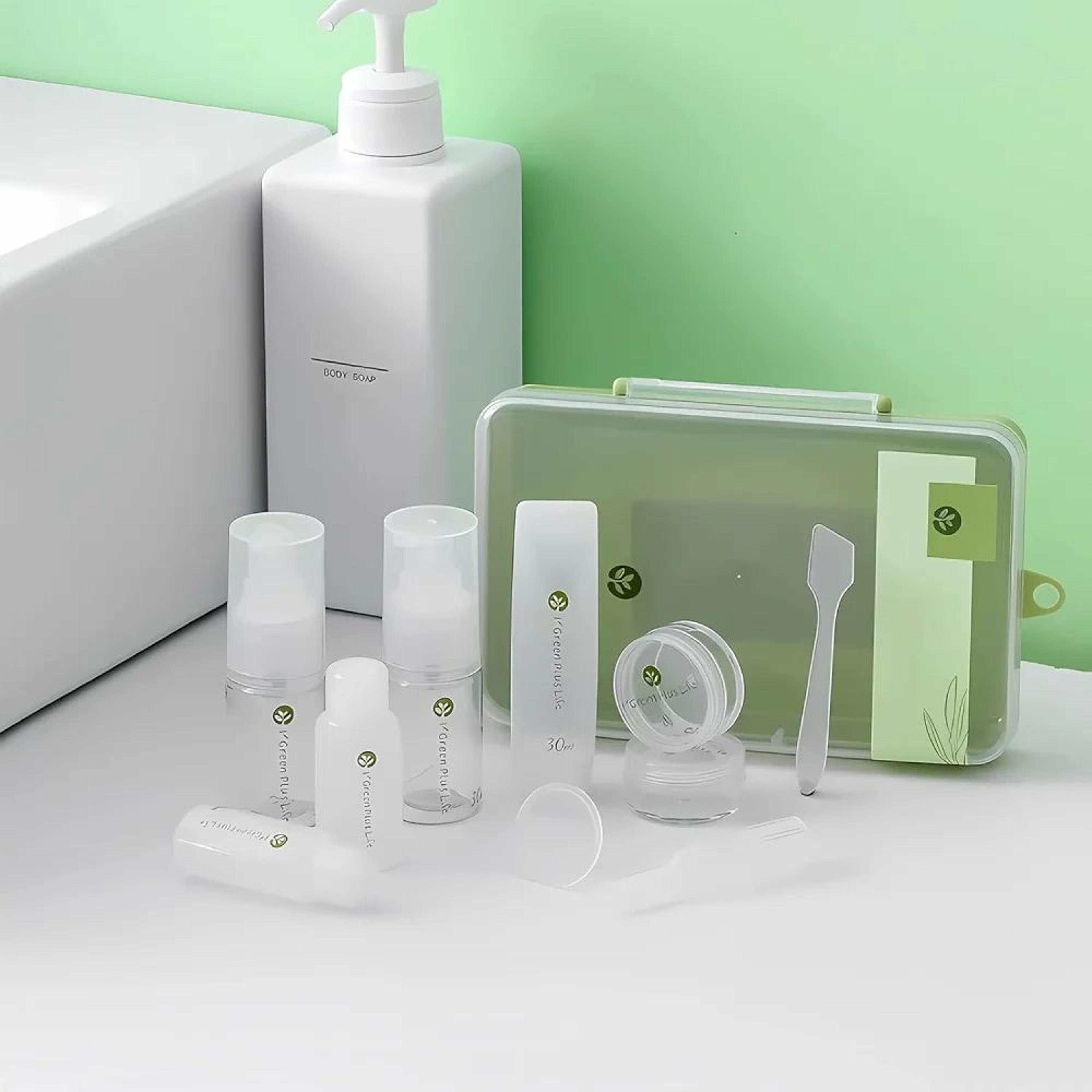 leakproof silicone travel toiletry bottle set – refillable mini squeeze bottles for carry-on travel