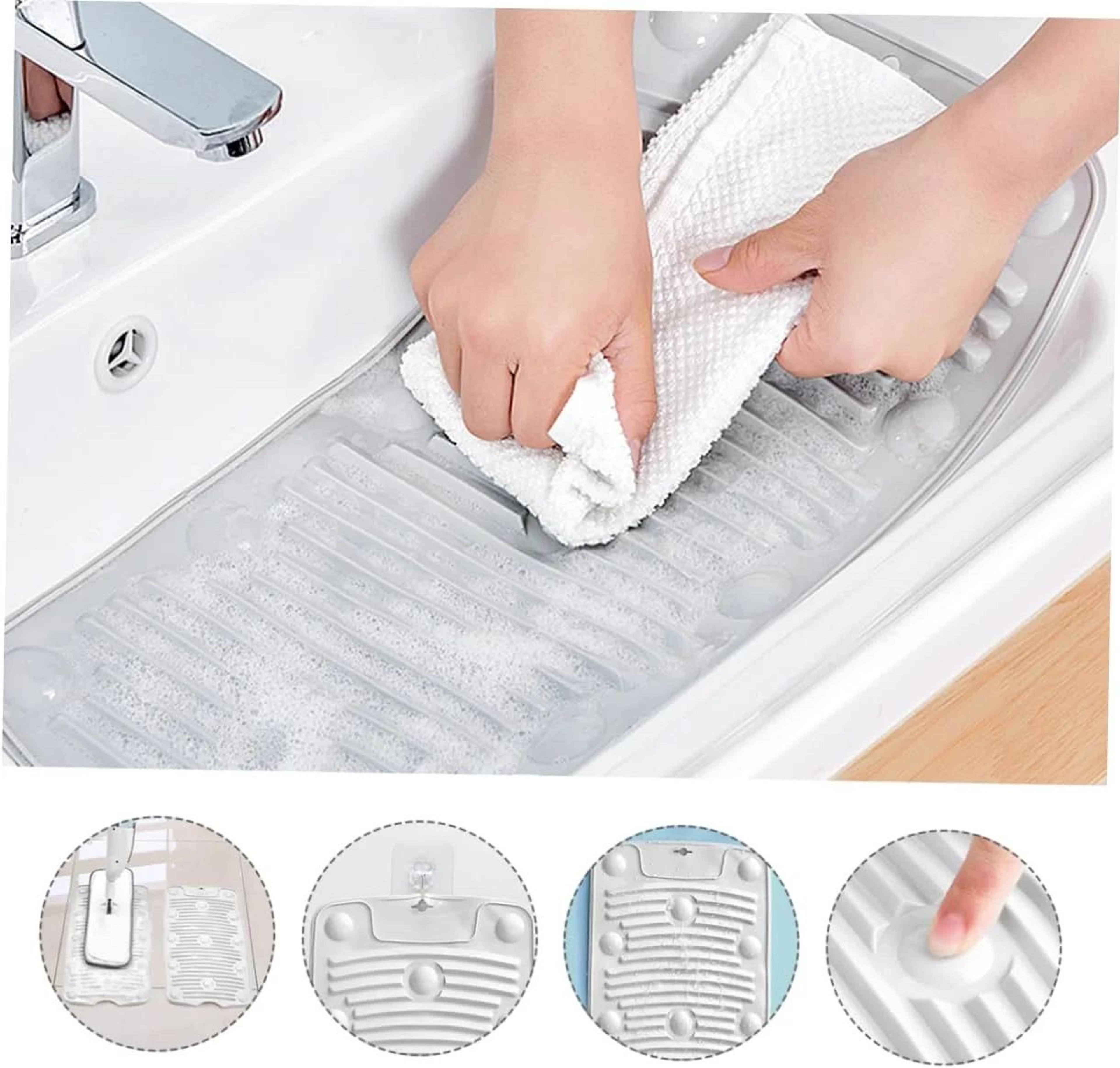 portable silicone travel washboard with suction cups – foldable hand laundry board