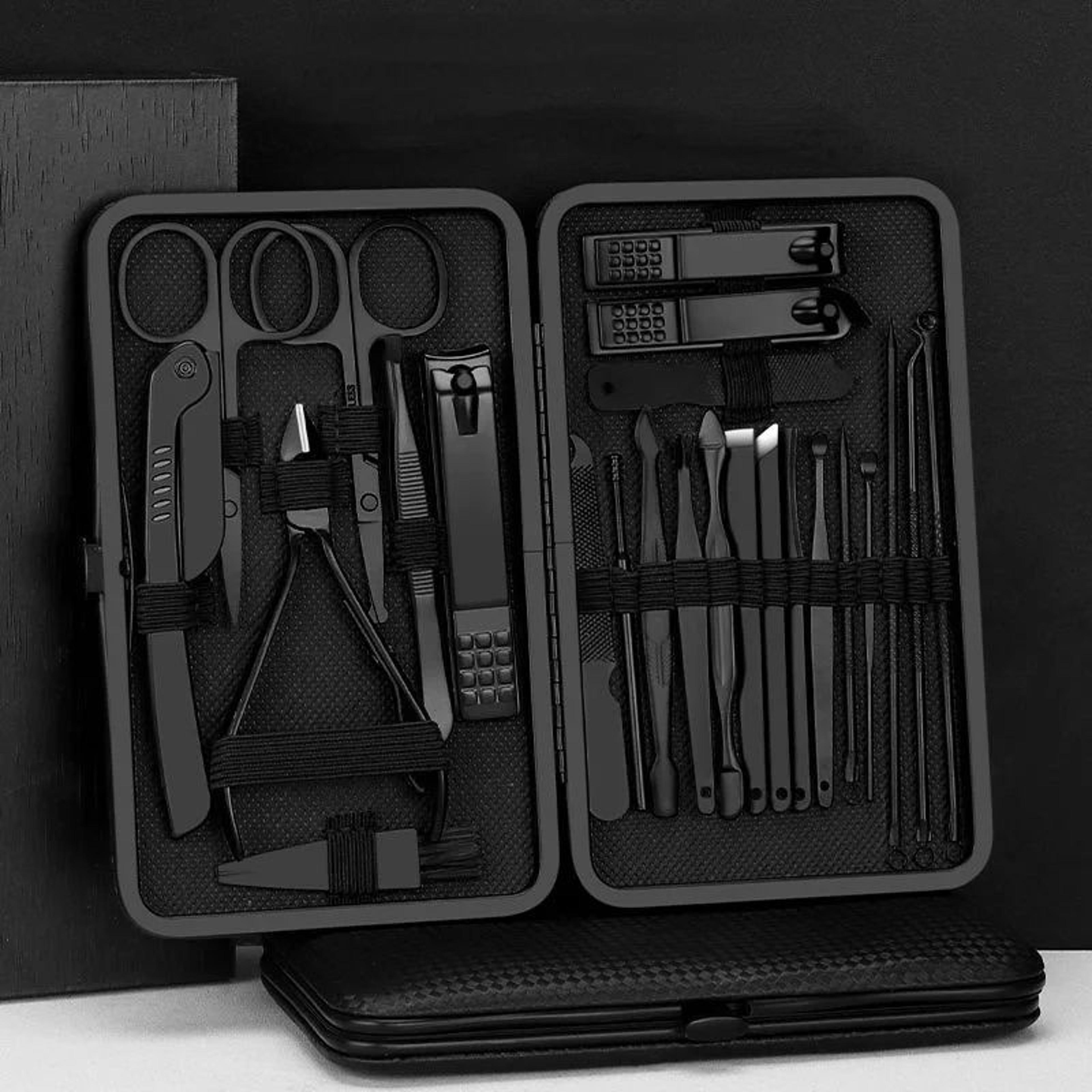 professional precision manicure & pedicure grooming kit – 24-piece nail care set with travel case