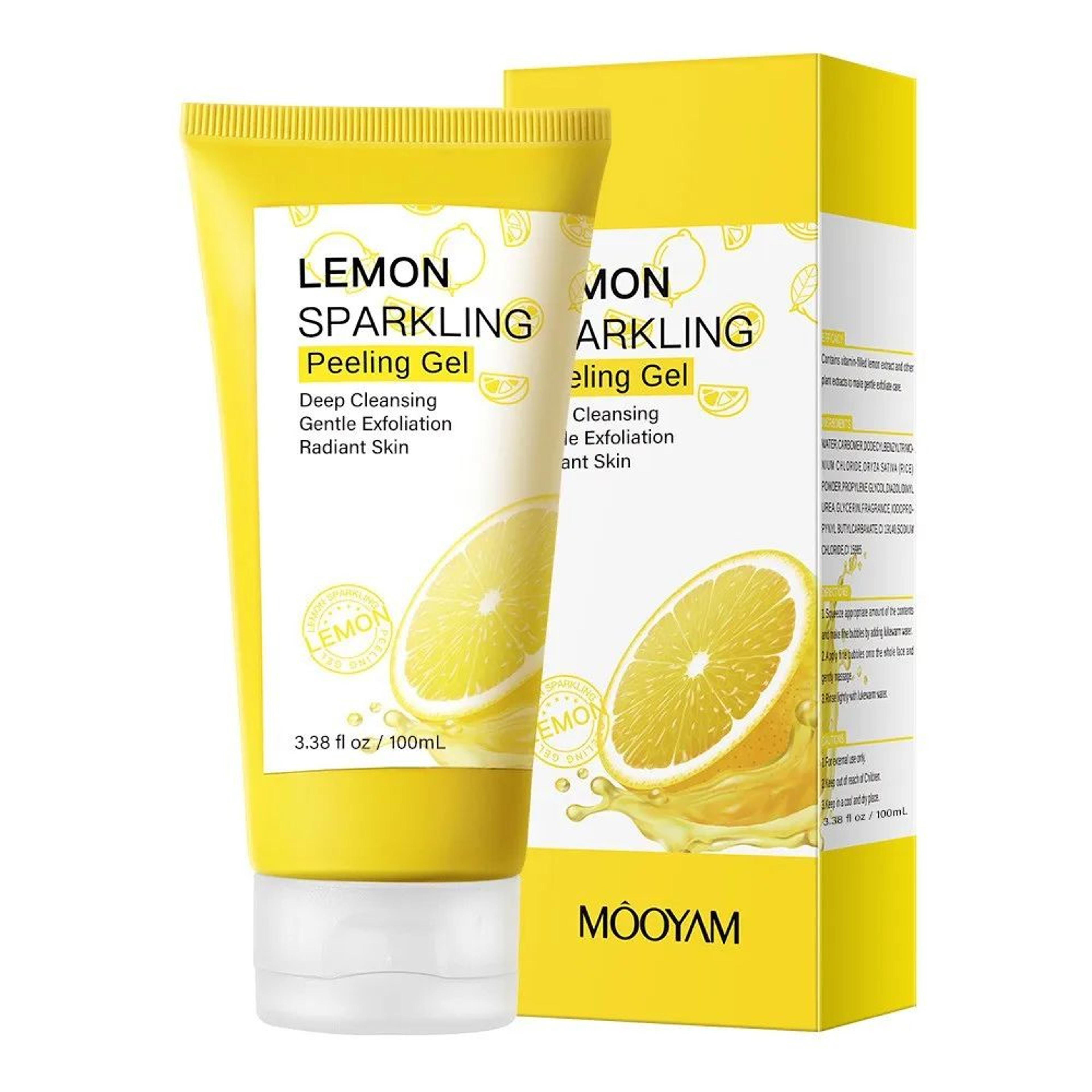 lemon sparkling peeling gel face exfoliator – brightening dead skin remover for smooth, clear skin