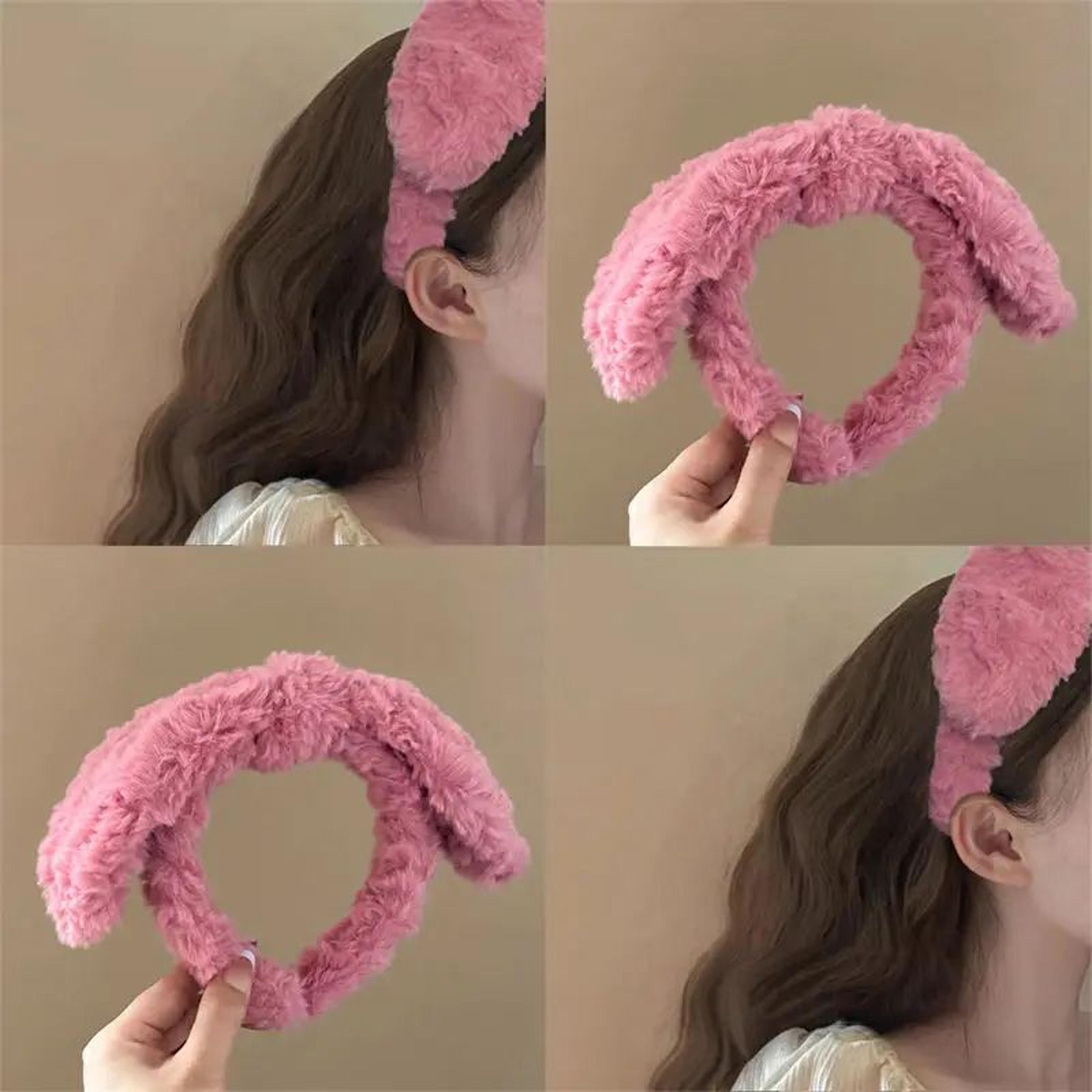 plush hairband rabbit ear spa headband for face wash and makeup