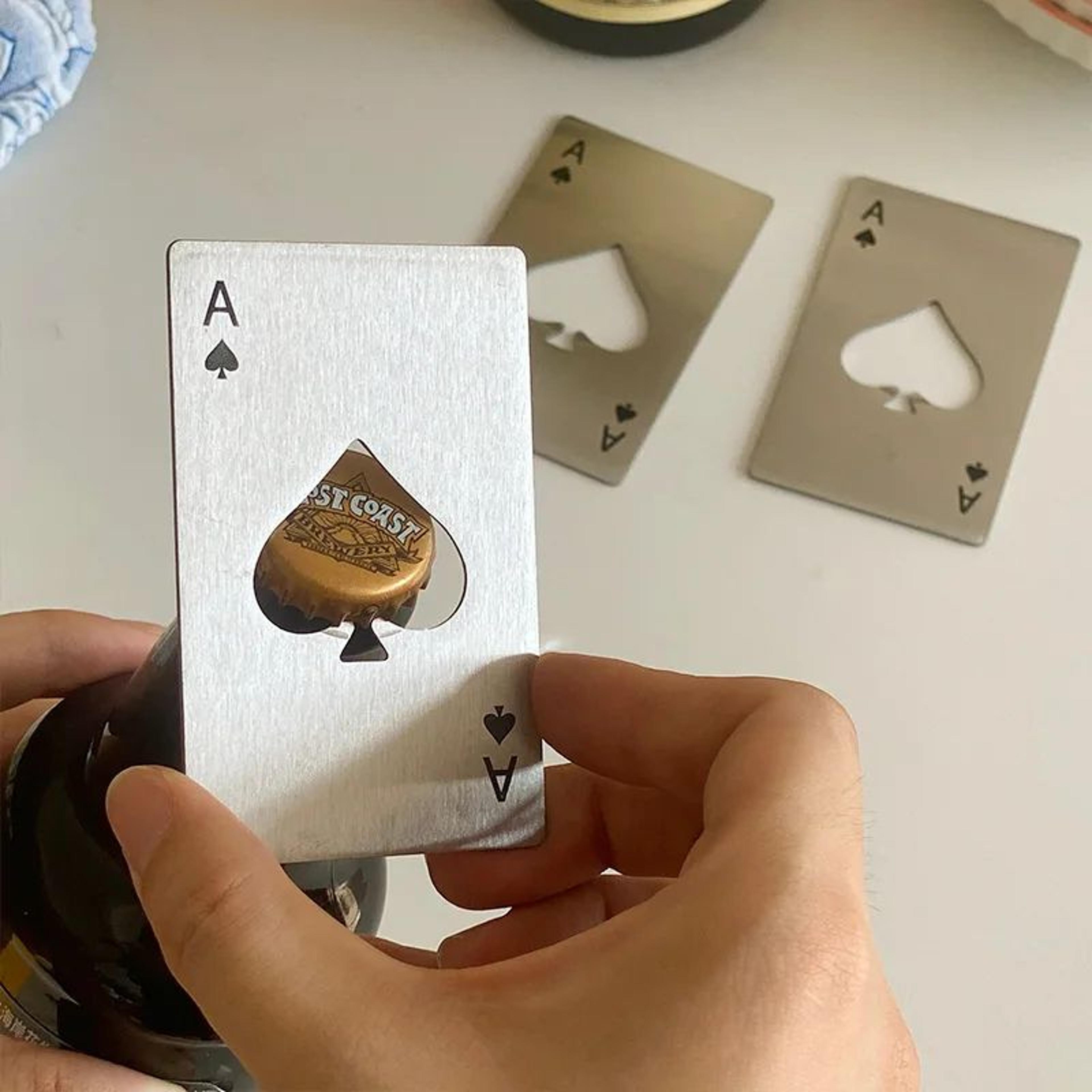 personalized ace of spades credit card bottle opener, stainless steel poker card opener