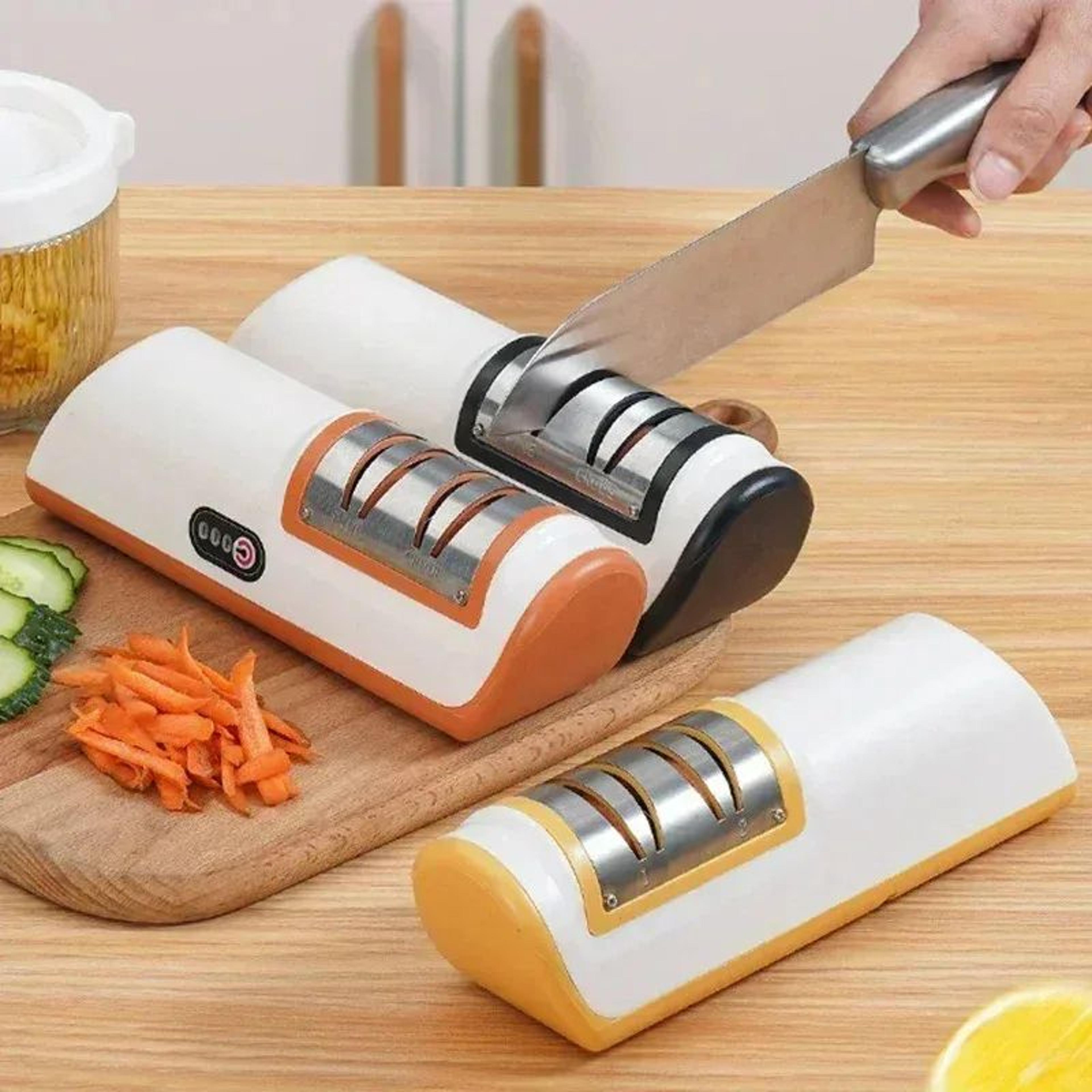multifunctional electric knife sharpener with non-slip base, automatic quick sharpening tool