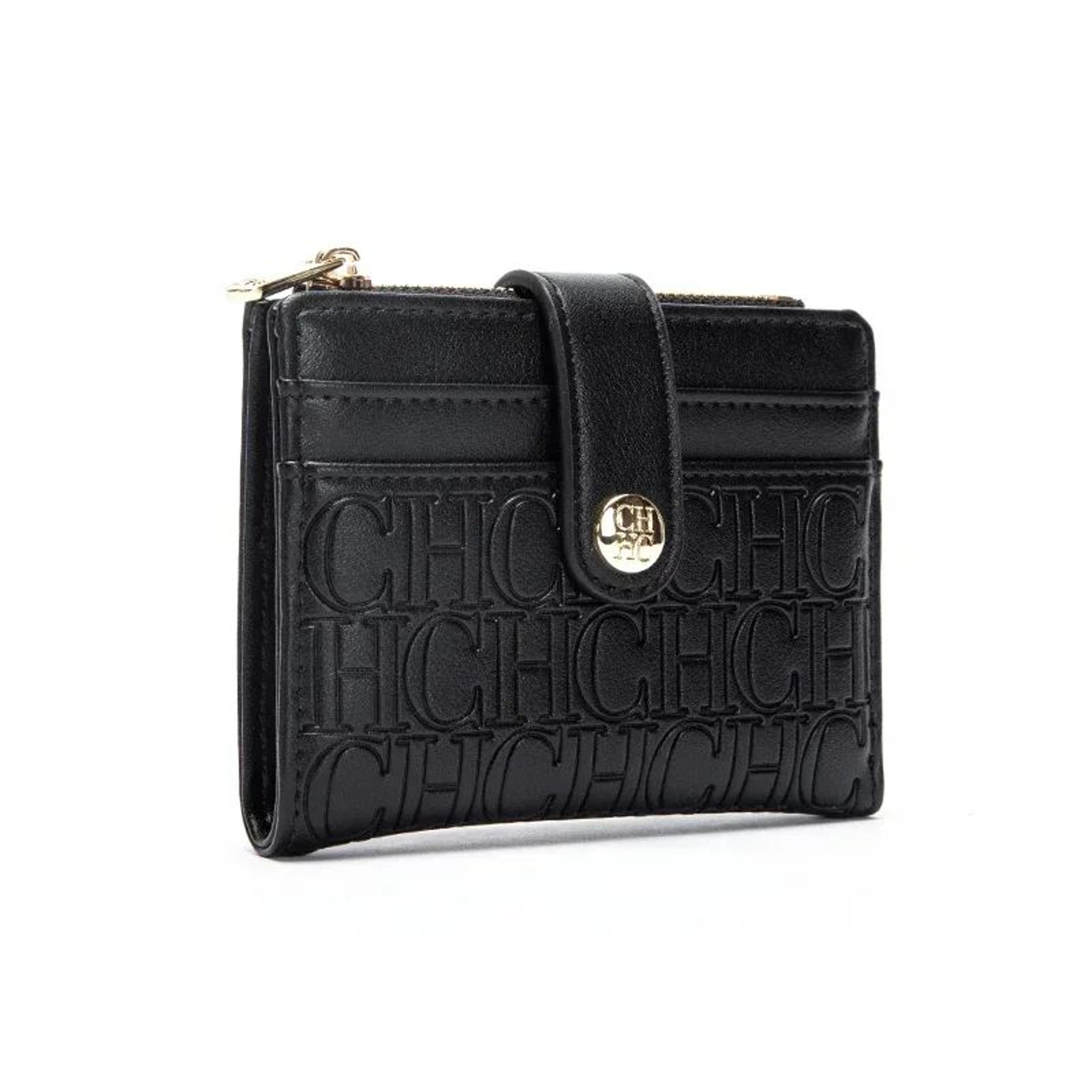 ch compact pu leather card holder wallet for women, small snap-closure wallet