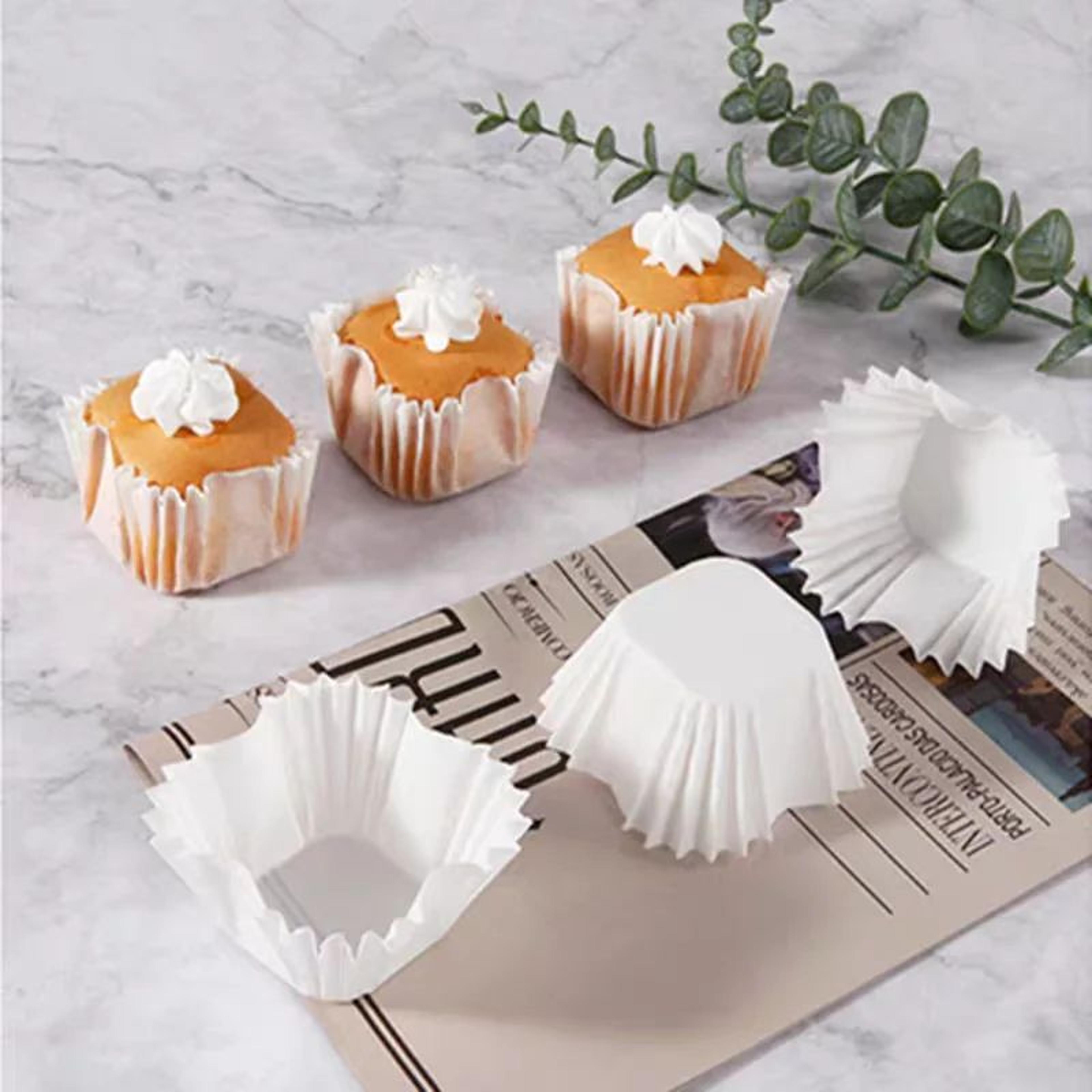100-pack square cupcake liners - greaseproof paper baking cups for muffins & mini cakes