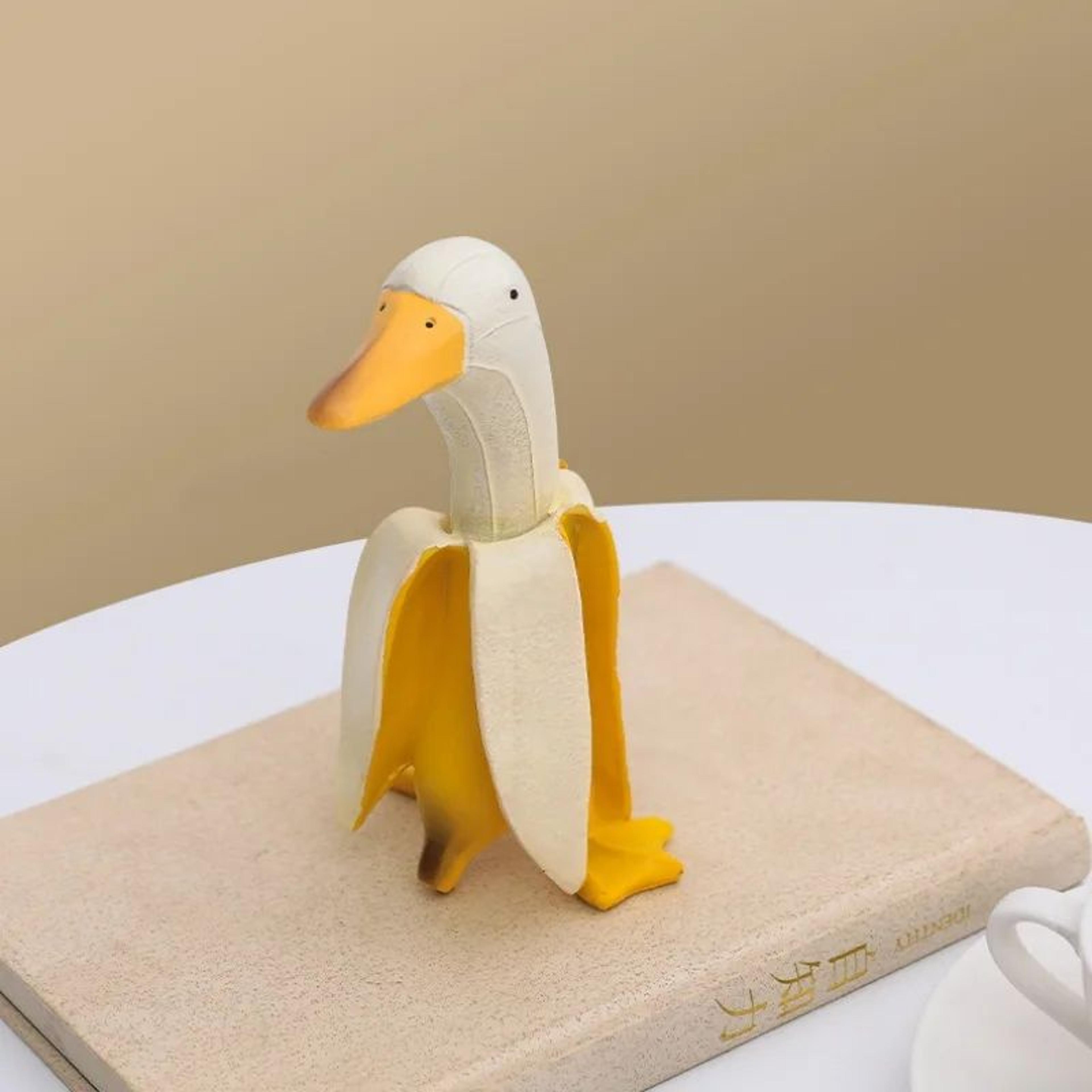 peeled banana duck figurine – funny peeled banana duck desk & shelf decor