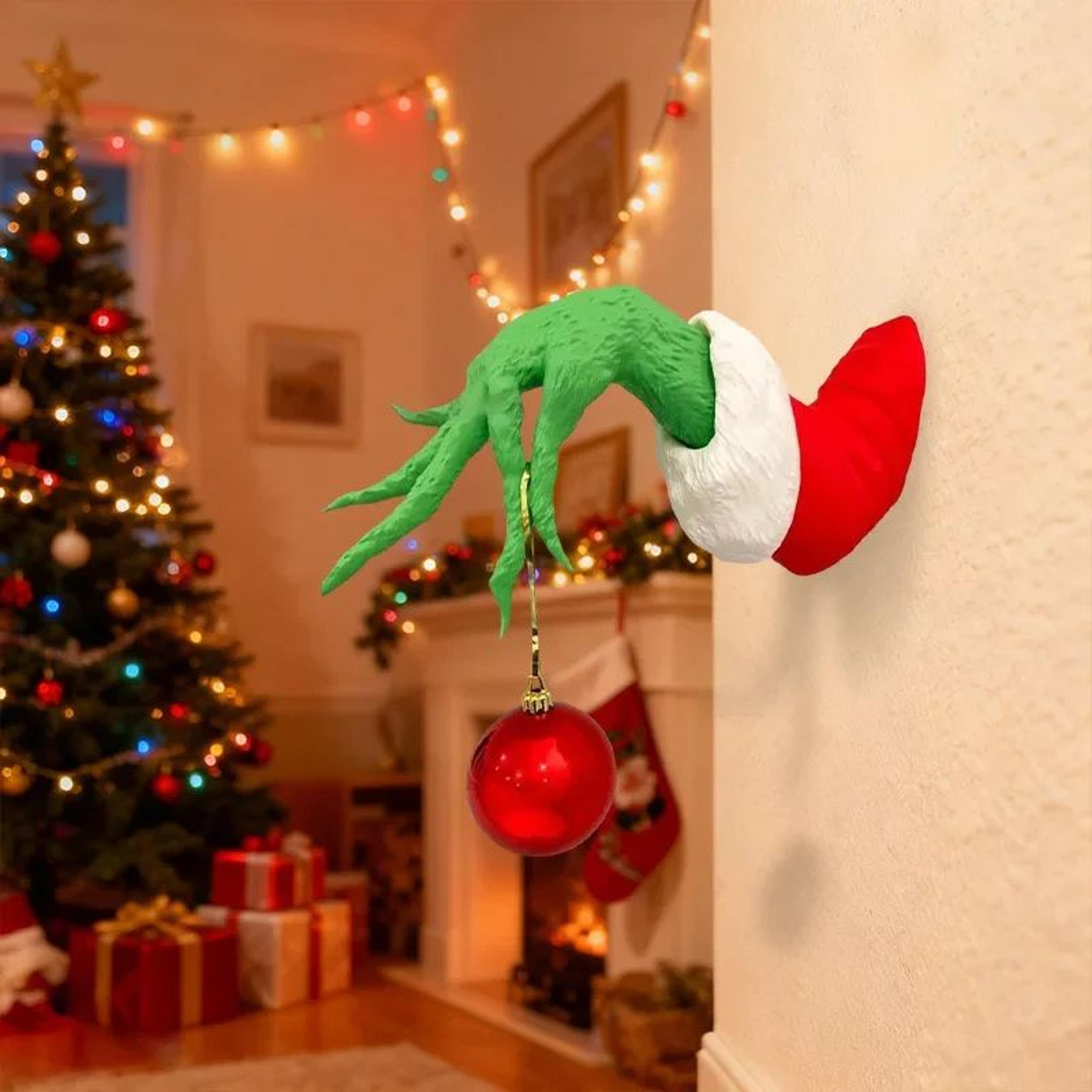 green plush tree hugger arms christmas tree topper – bendable holiday party decor