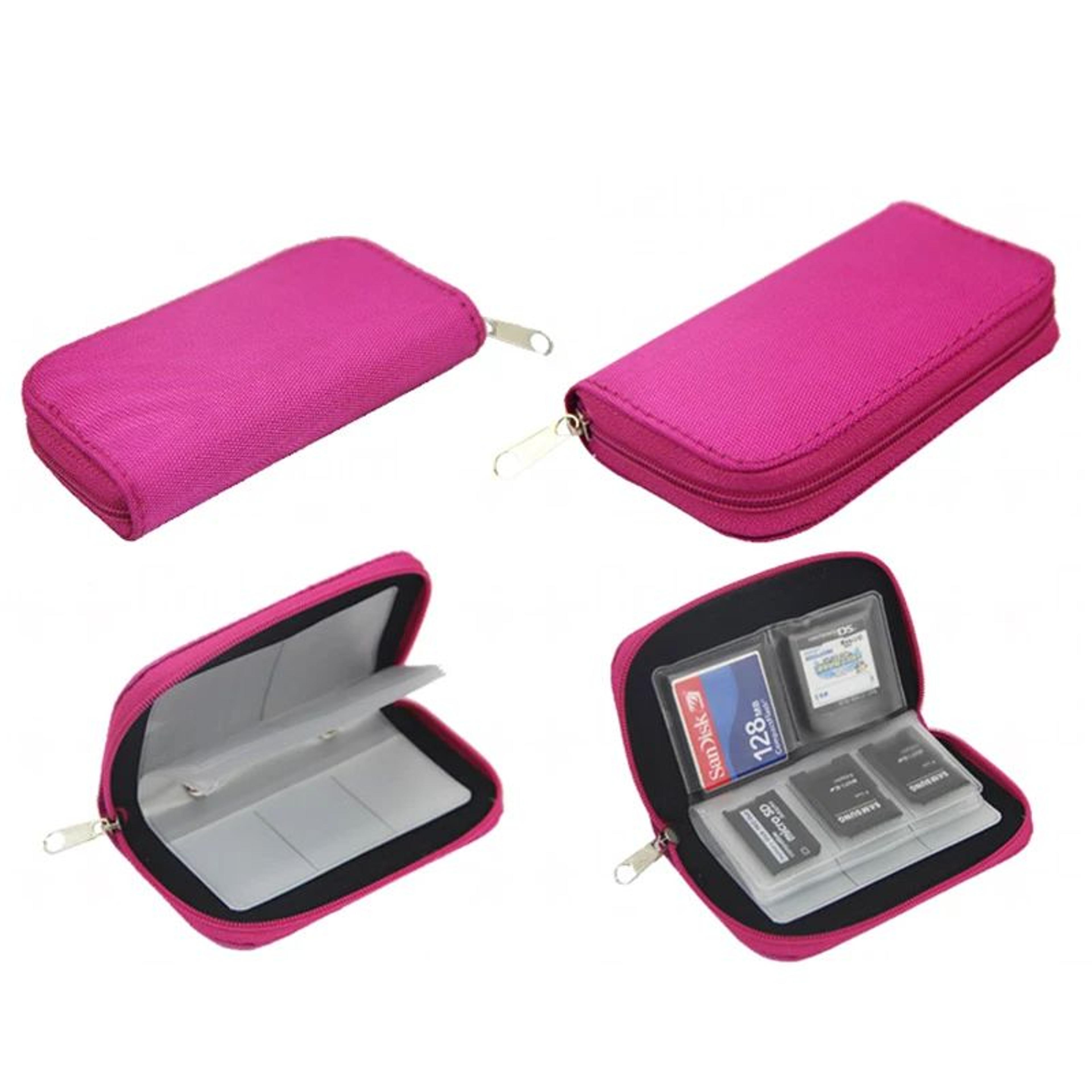 22-slot memory card case - zippered sd card holder & cf/microsd organizer