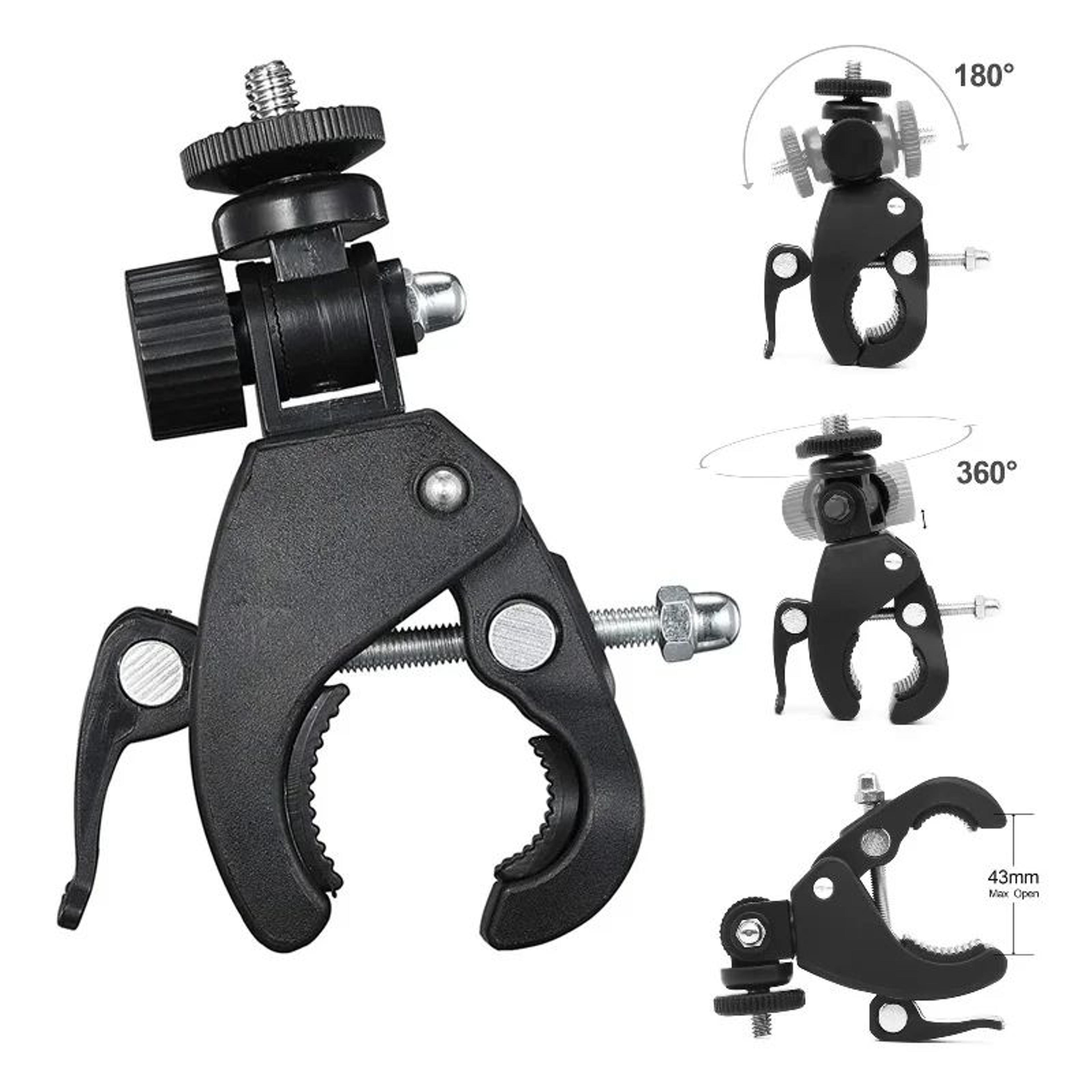 360° handlebar camera mount clamp with 1/4" screw for bikes and motorcycles