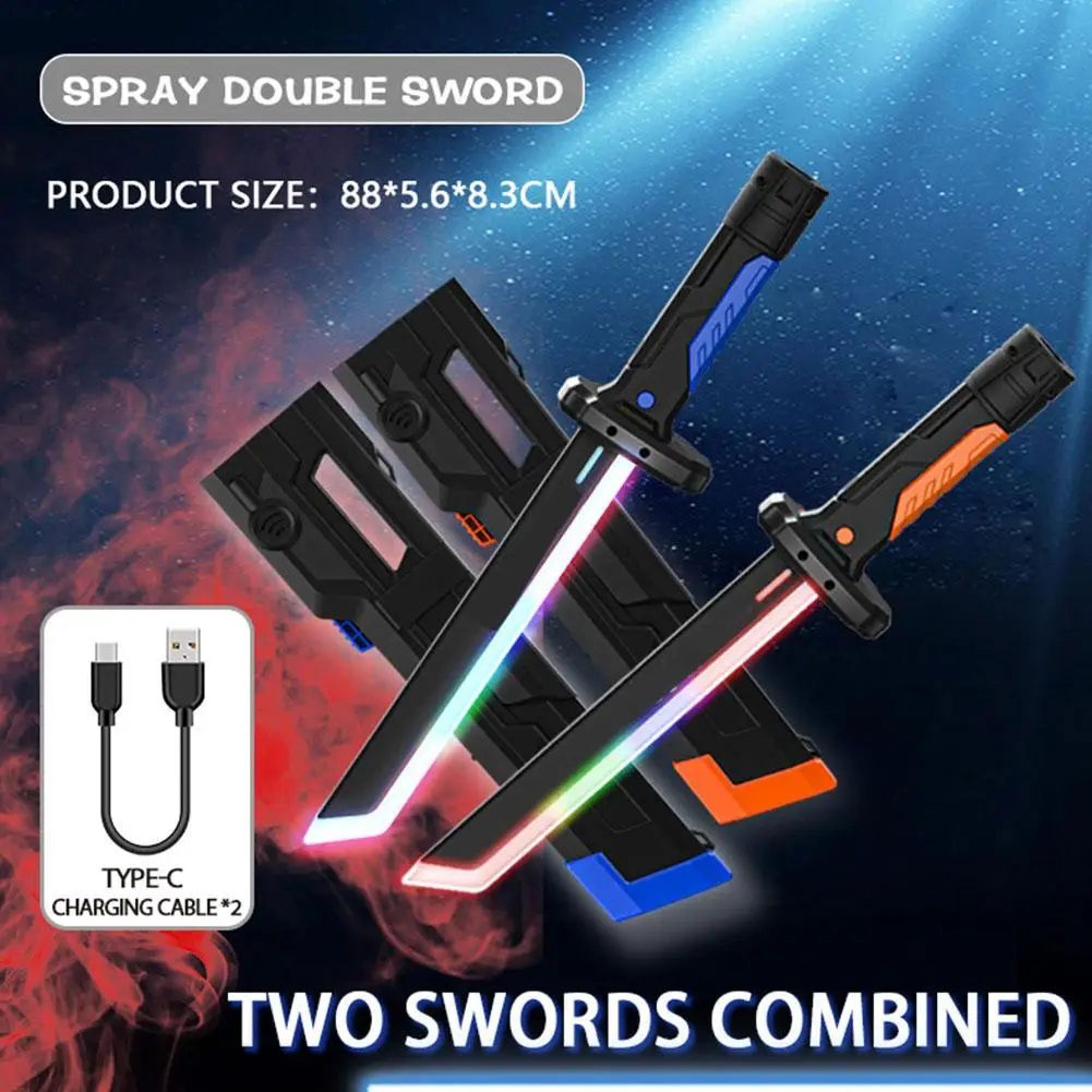 star spray lightsaber toy double-blade light up sword with fog glow effect