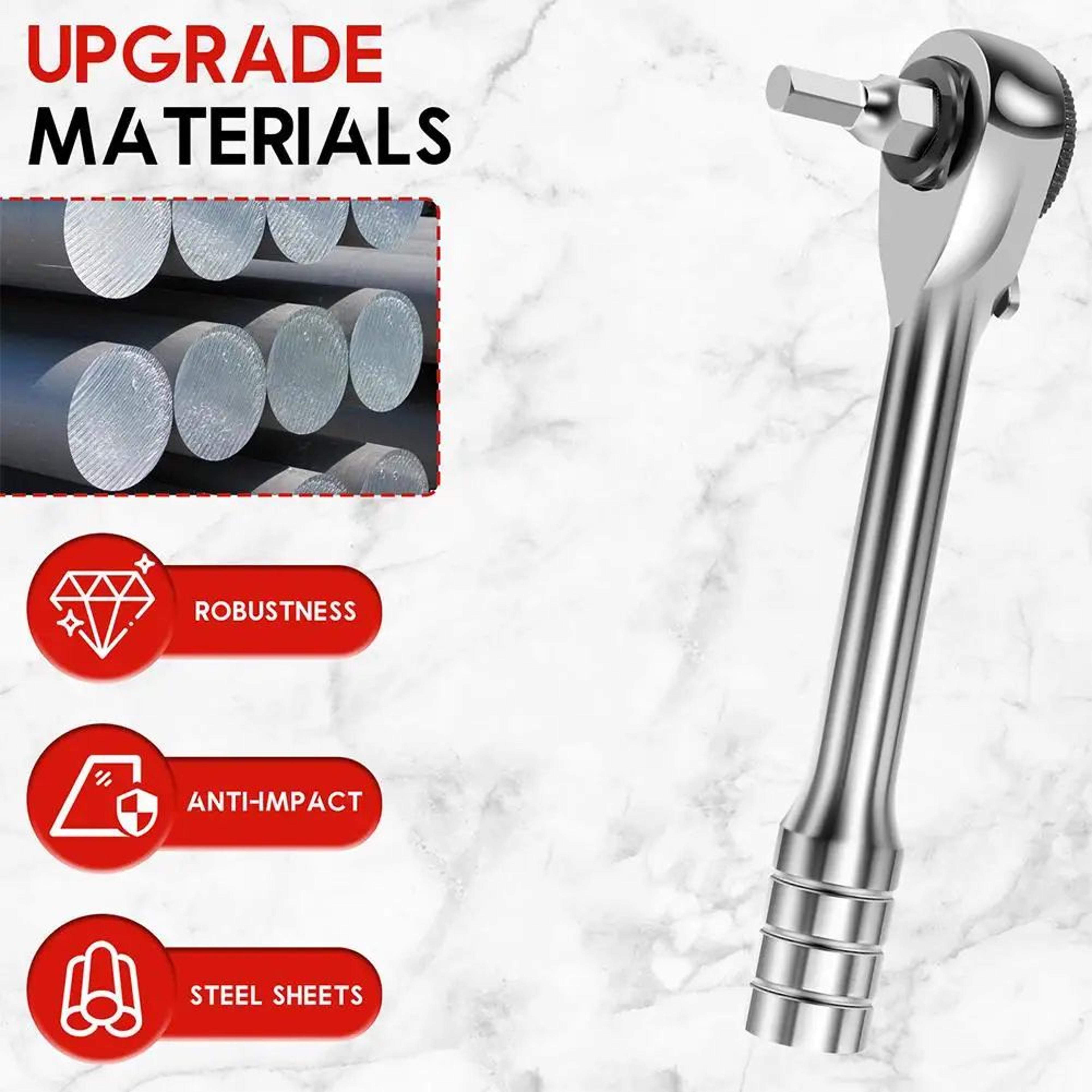 compact 1/4 inch mini ratchet wrench with 72 tooth ratchet wrench drive, magnetic bit holder, reversible switch