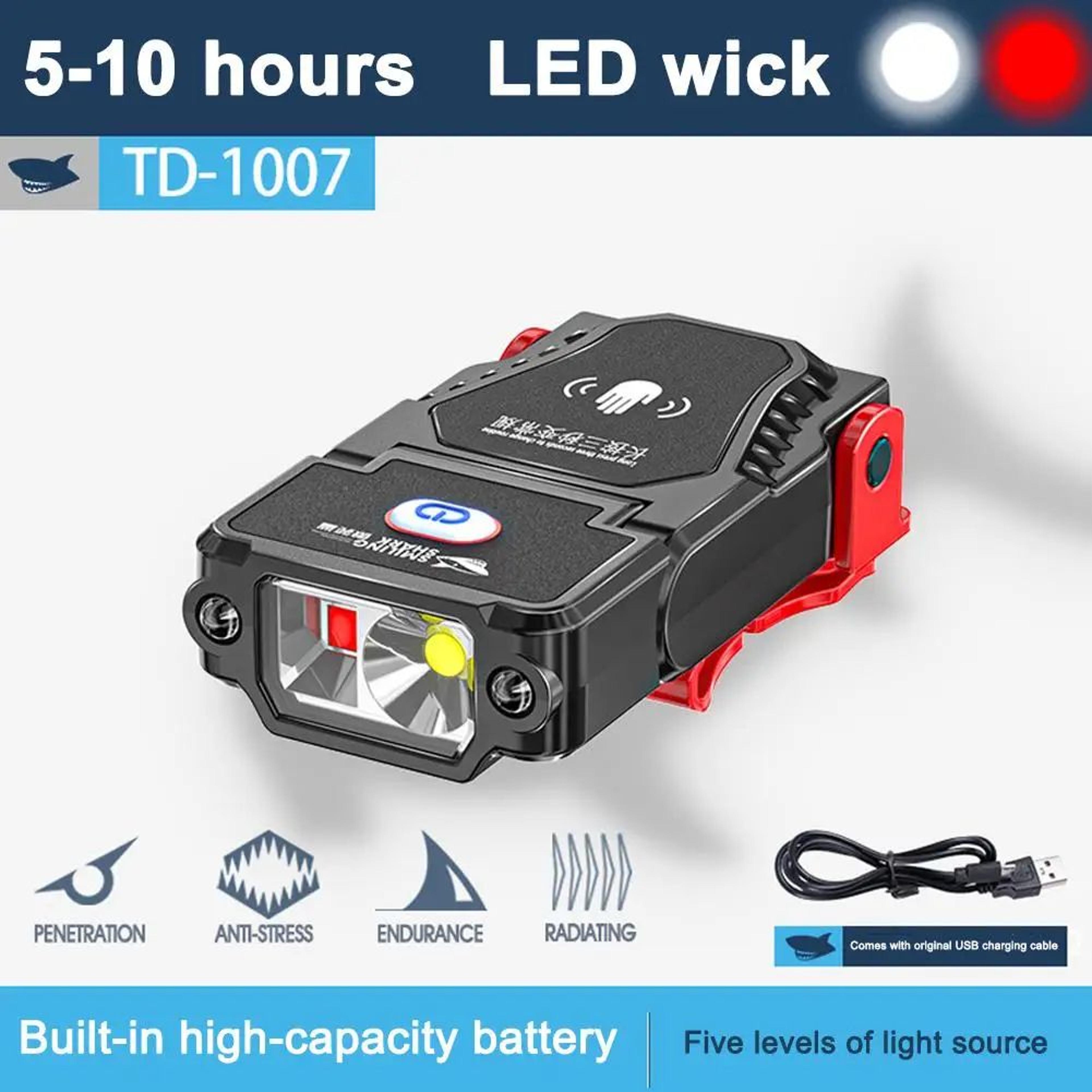 motion-sensing rechargeable cap brim light, ultra-bright hat clip headlamp for fishing & hiking
