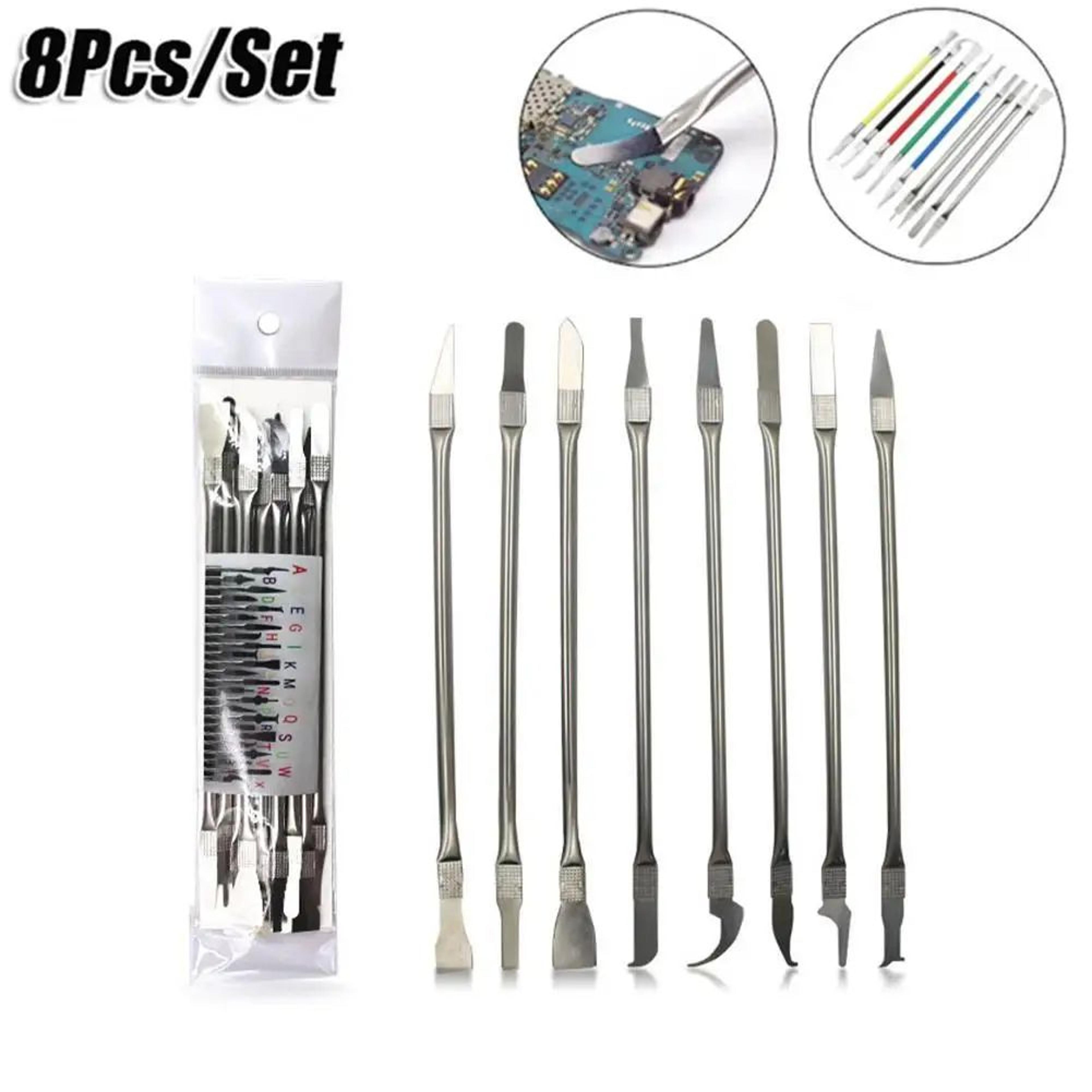 8-piece cpu remover tool set – ultra-thin stainless steel chip pry blades for phone & motherboard repair
