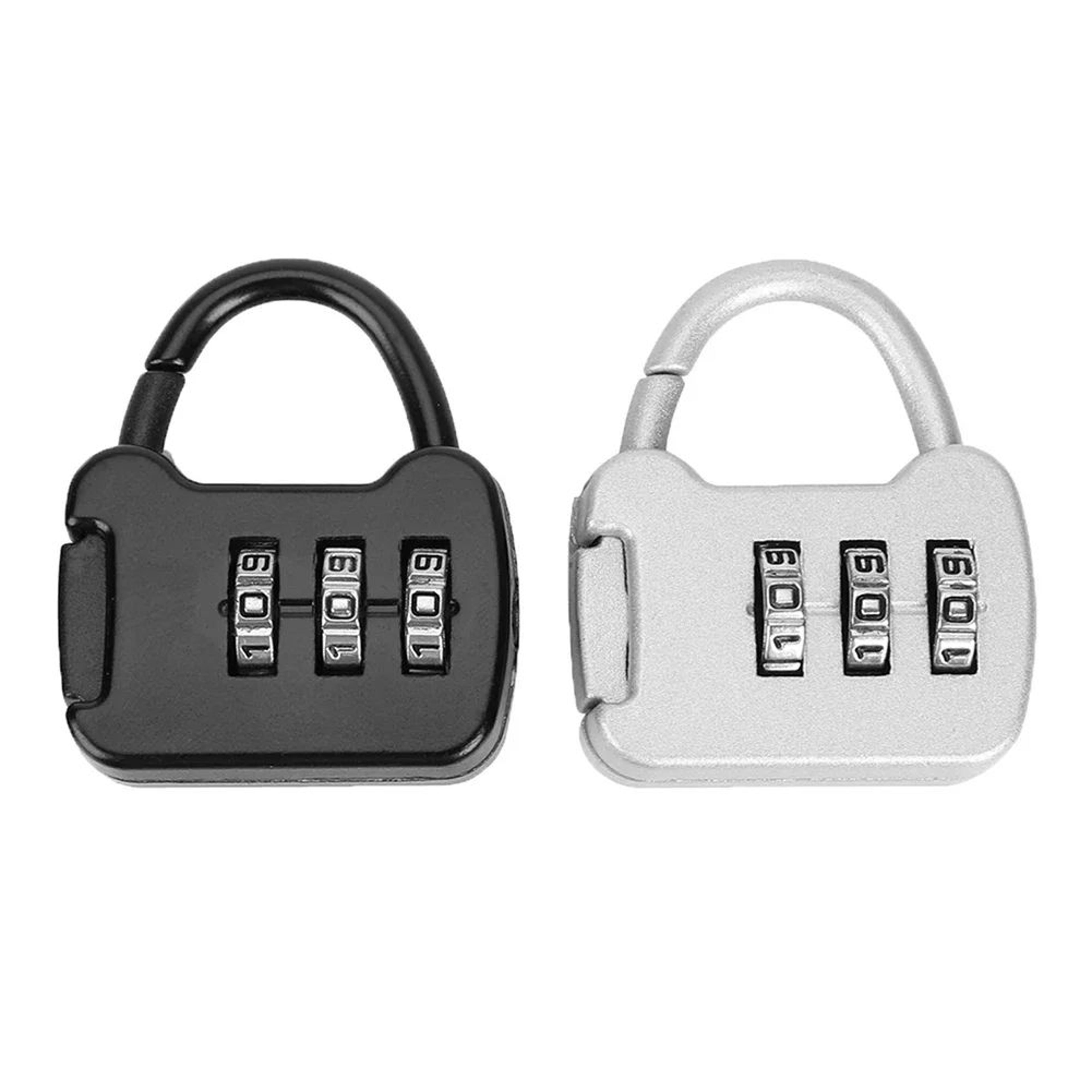2-pack zinc alloy 3-digit luggage lock set, keyless mini resettable padlocks for backpacks and cases