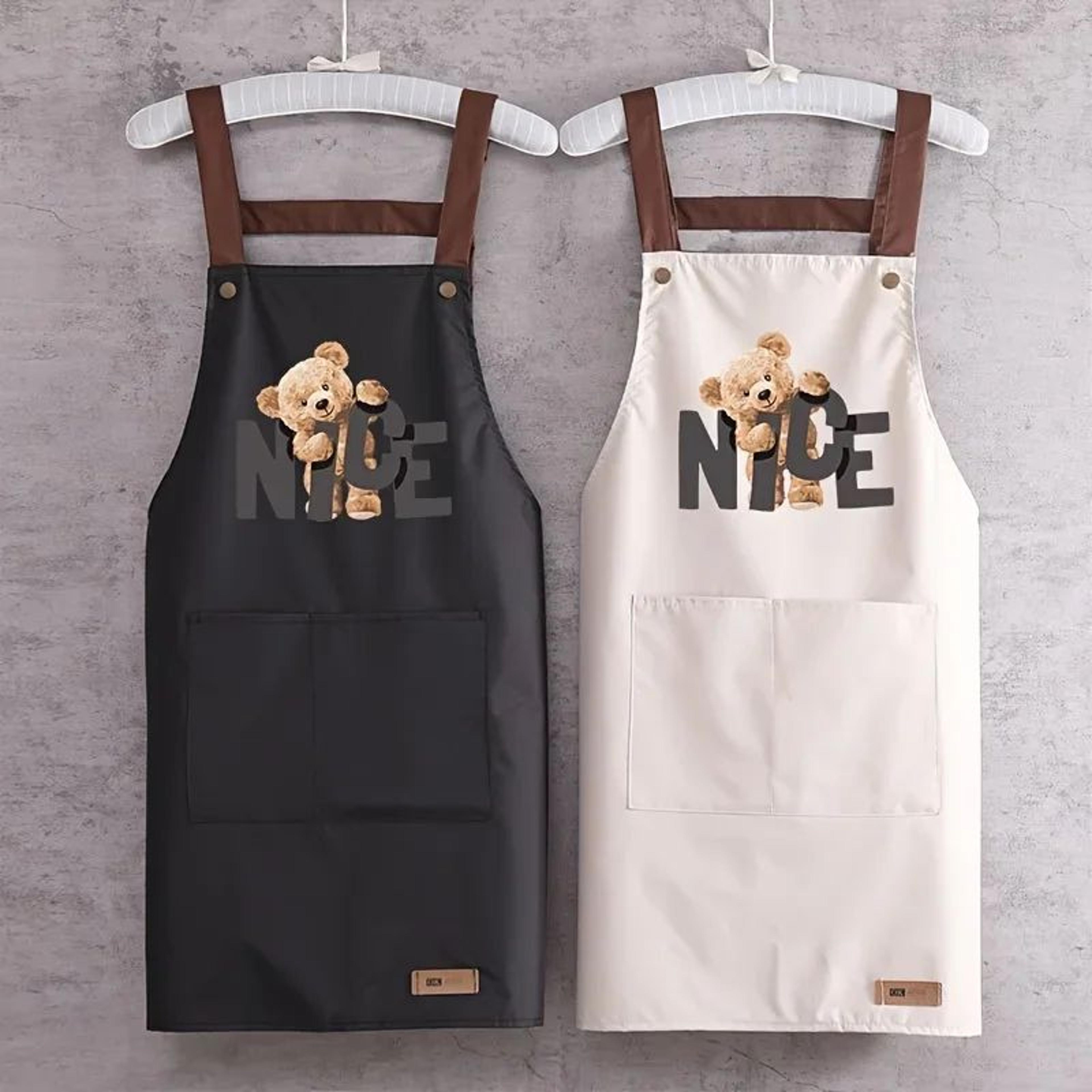 waterproof canvas cooking apron for men & women, oil-resistant kitchen apron with adjustable neck strap