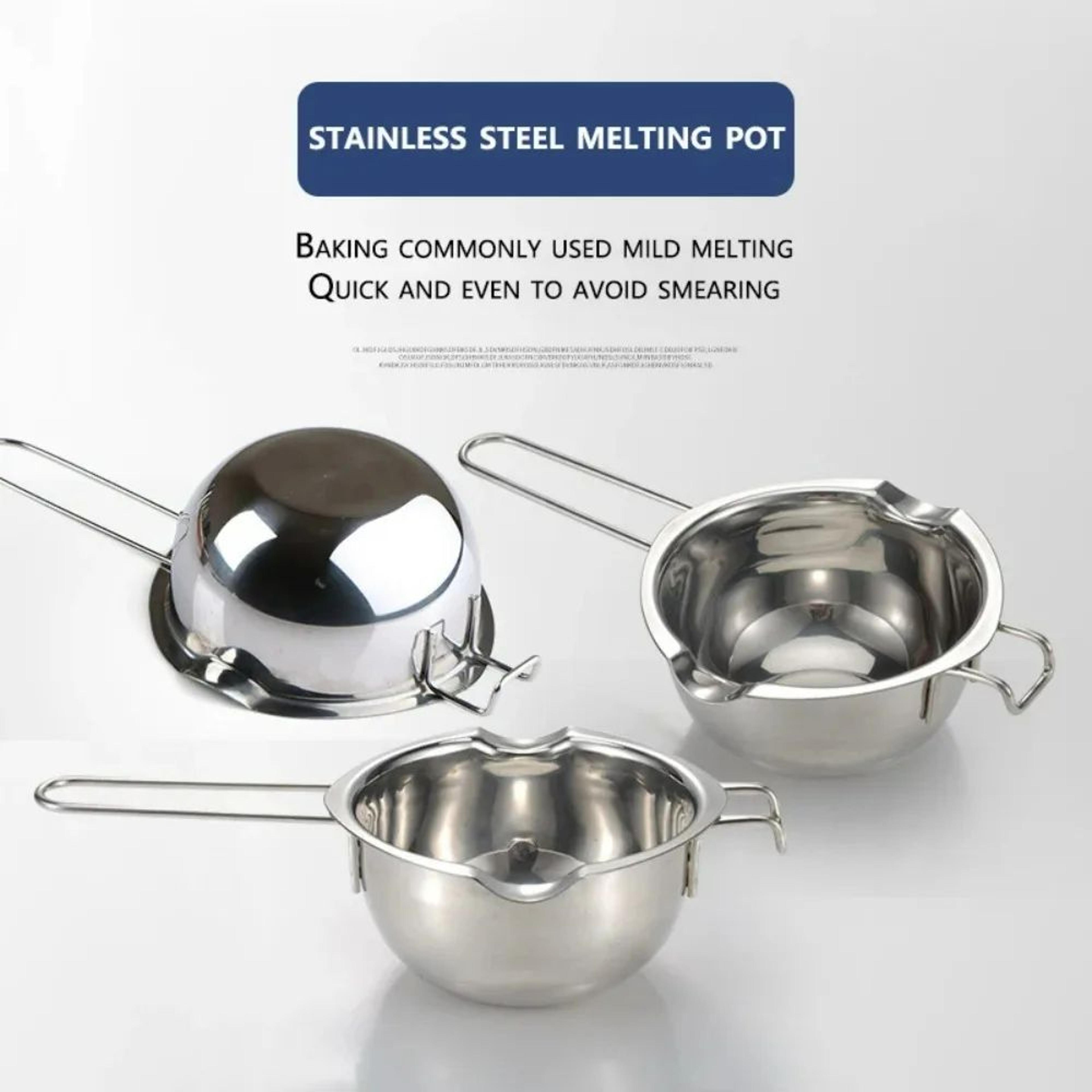 stainless steel wax melting pot with long handle for candle, soap & chocolate making