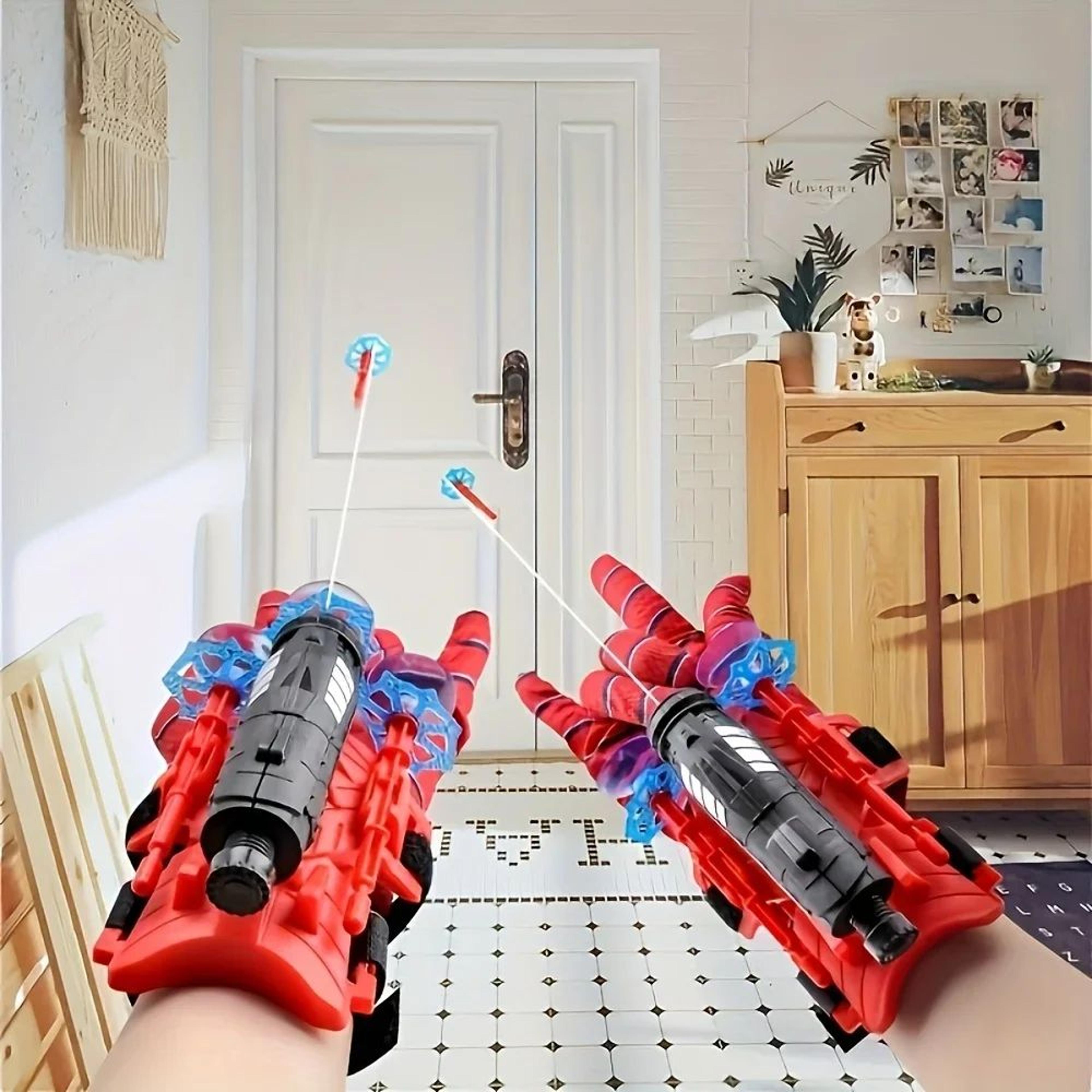 red & blue spider web shooter glove wrist web shooter toy for superhero cosplay, parties & gifts