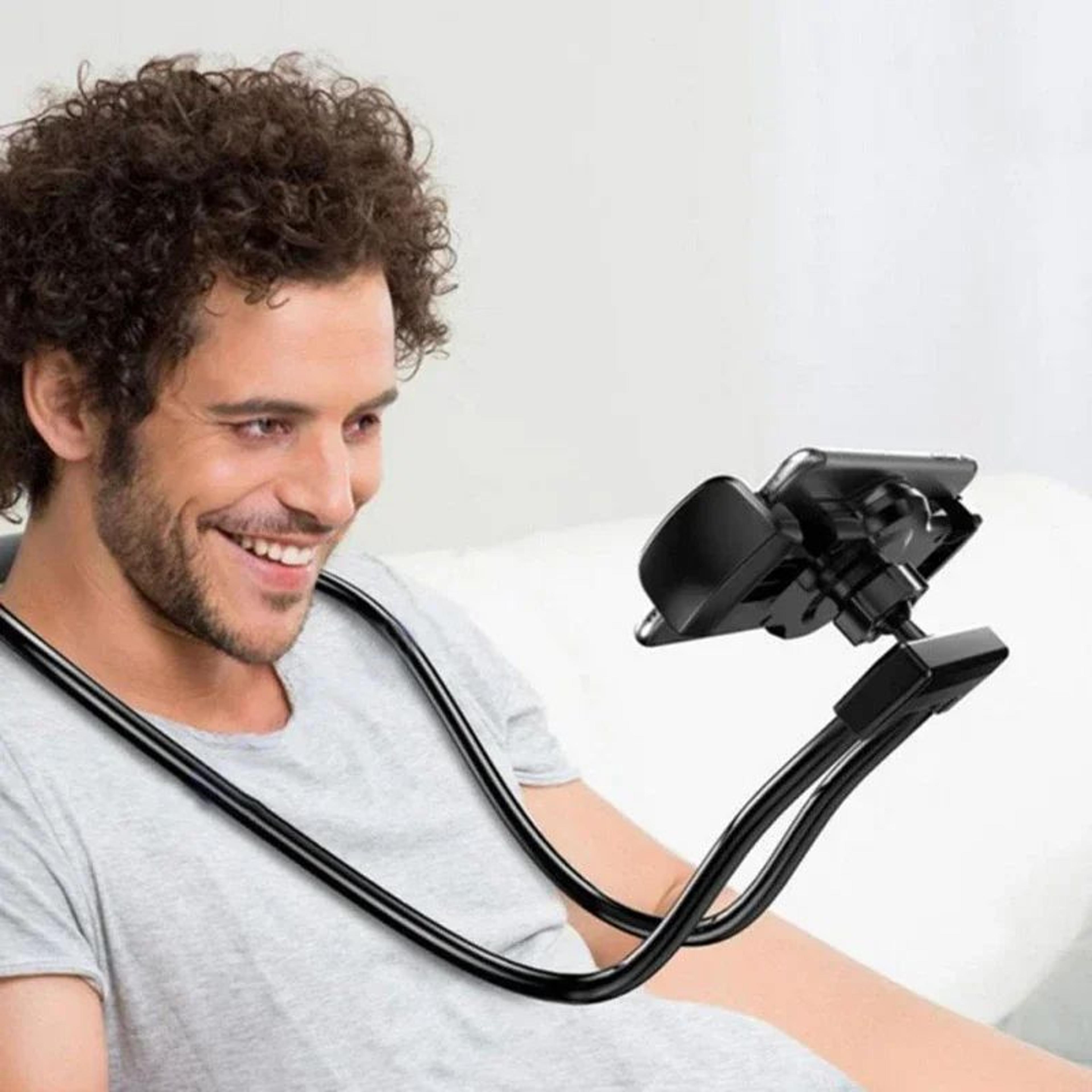 hands-free neck phone holder, 360 rotating flexible gooseneck stand for bed, sofa, and kitchen