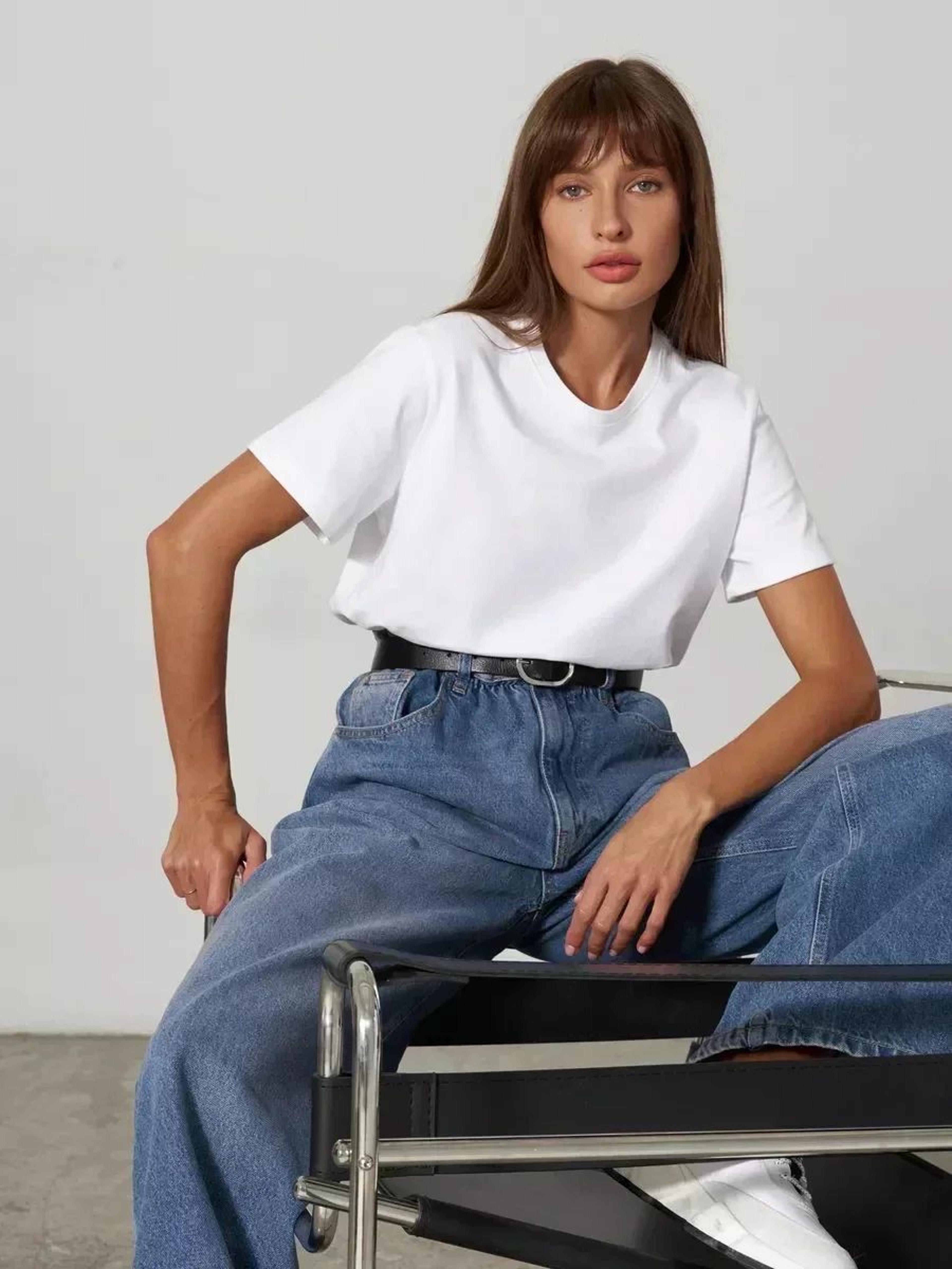 bornladies 230g heavyweight cotton tee for women – loose fit solid summer top