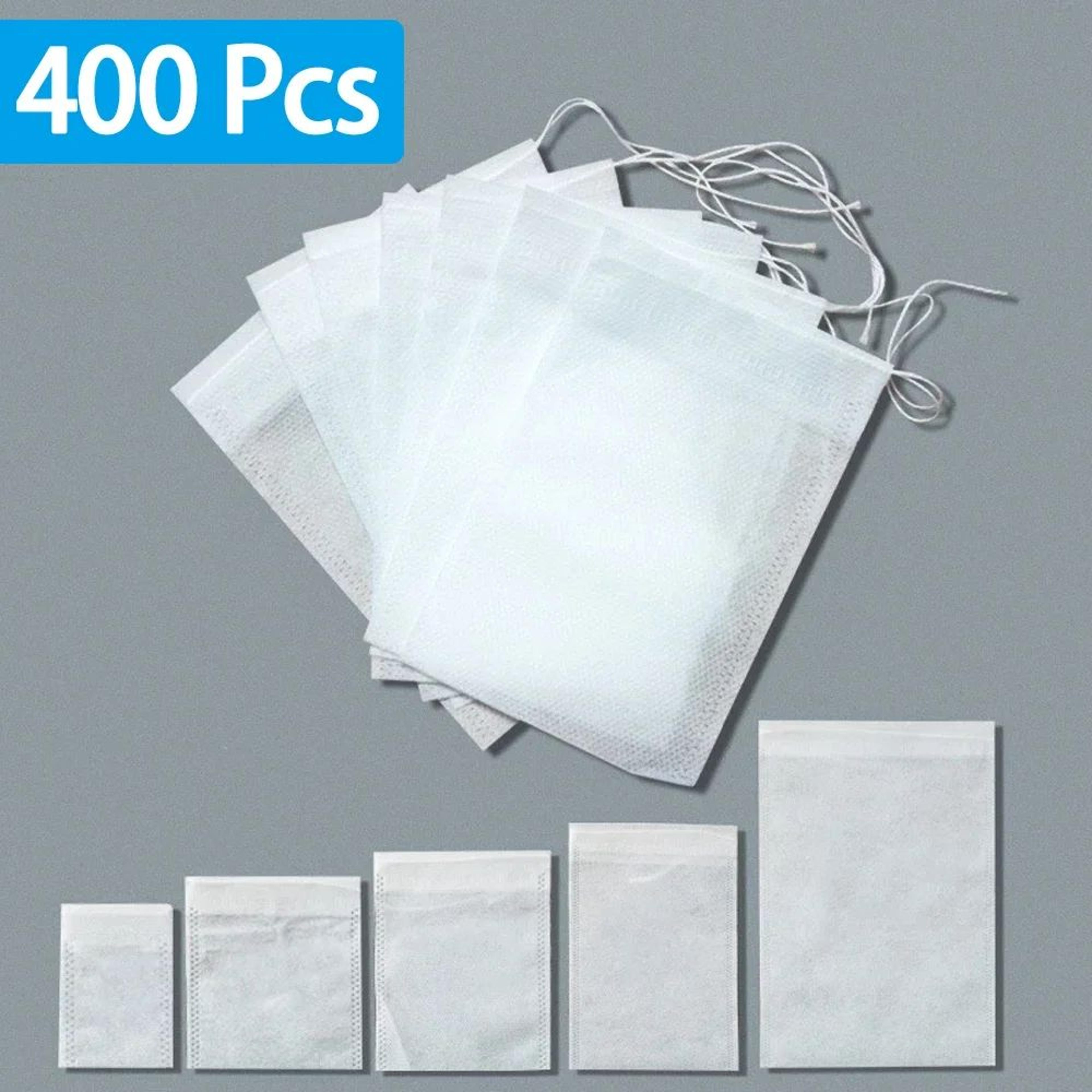 heat-seal empty tea bags with string (disposable tea filter bags for loose leaf & herbs)