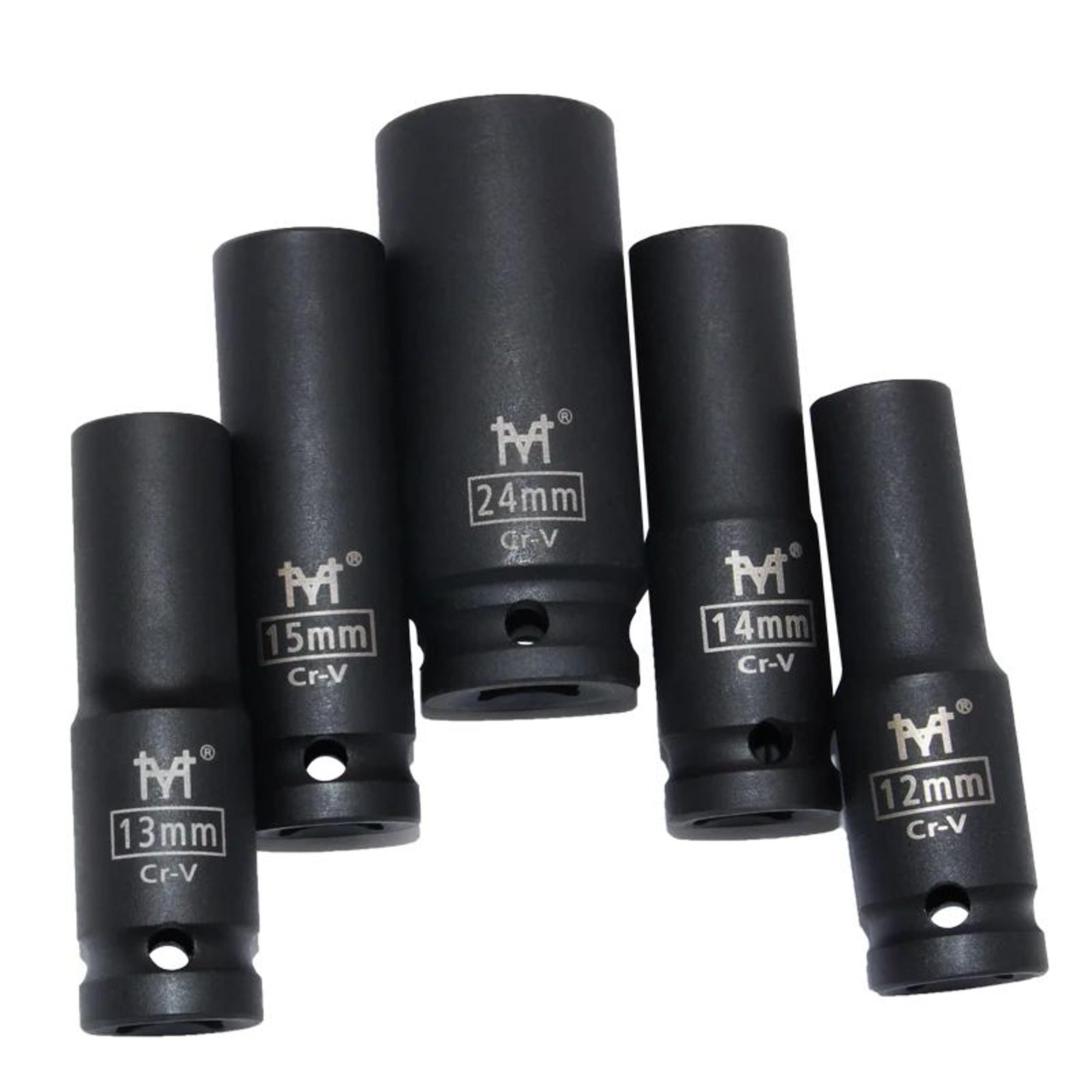heavy-duty 1/2" drive deep impact socket set (metric 10–38mm) for air impact wrenches