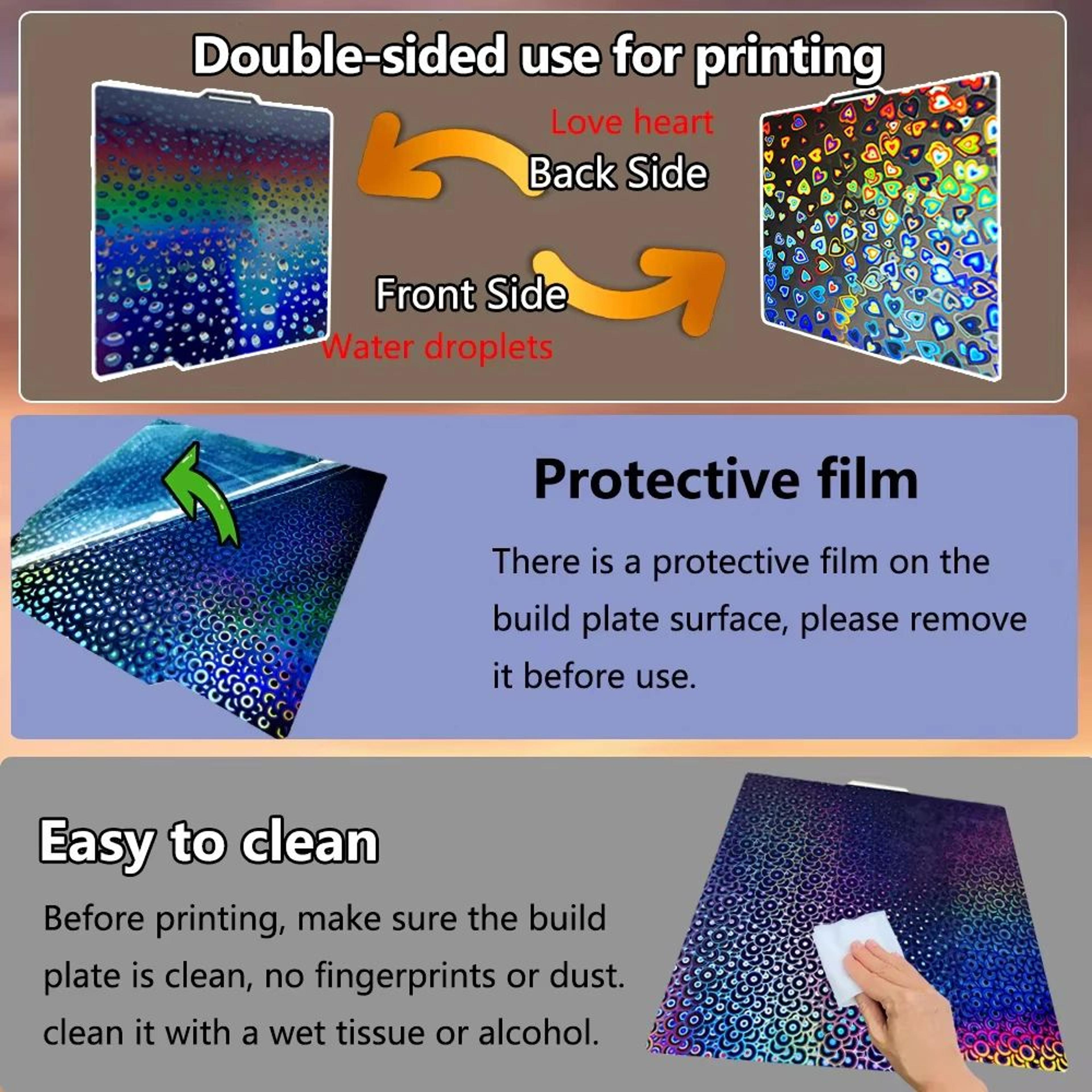 bambu lab build plate 257x257mm double-sided spring steel sheet with smooth peo + textured pei surface