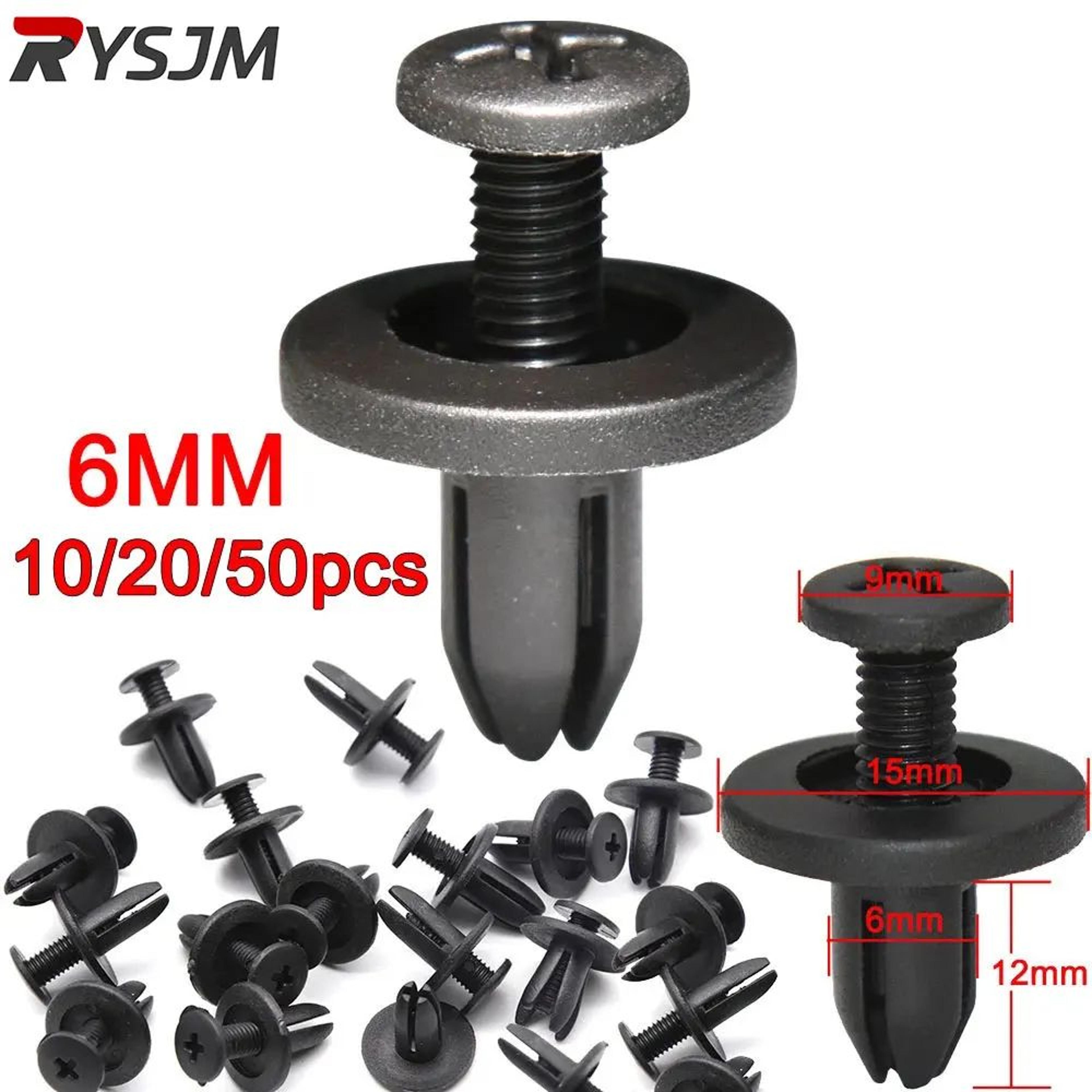 toyota-compatible 6mm trim panel push clips set – black door panel retainer rivets (10–50pcs)