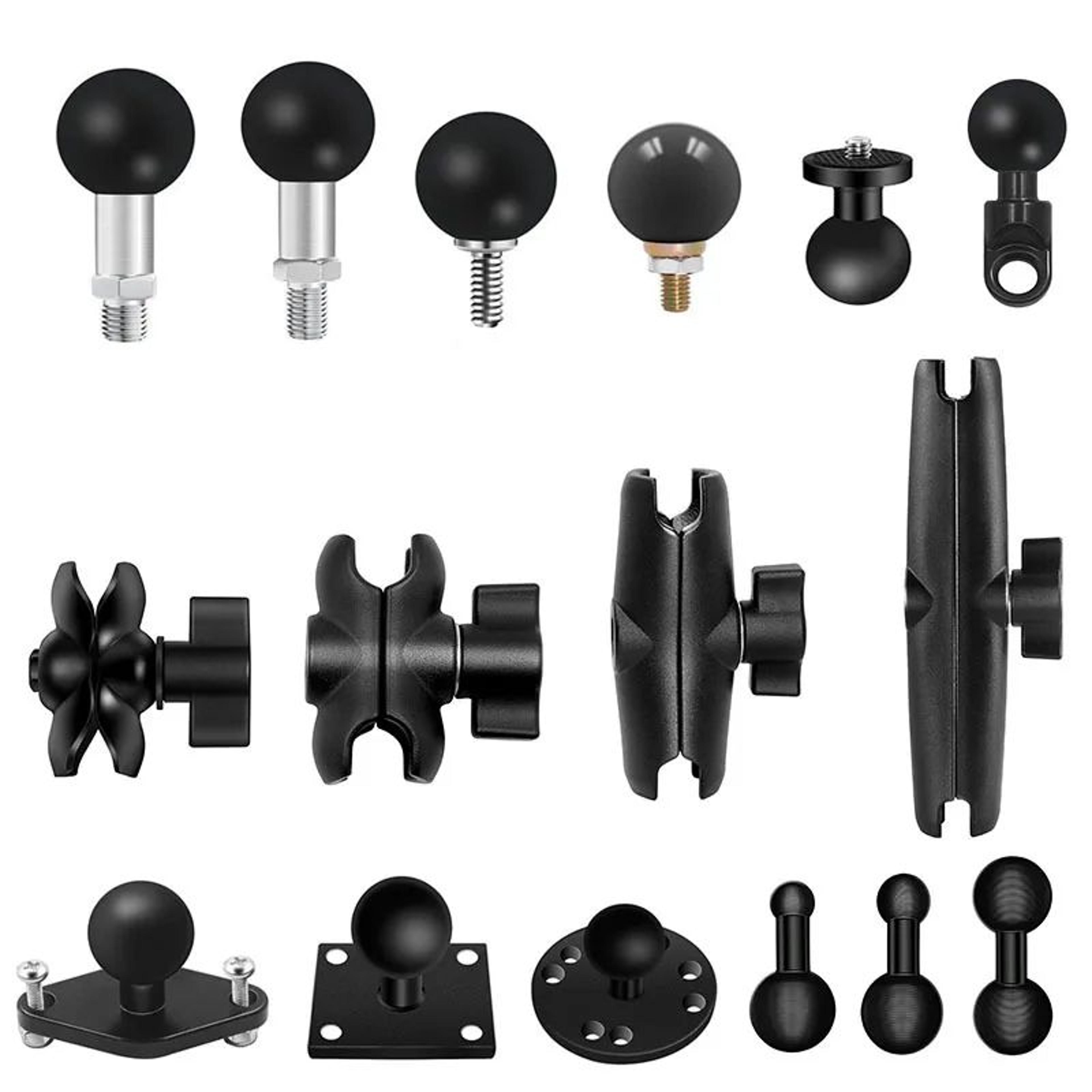 1-inch ball head car headrest & motorcycle mount with 10mm base for phone, gps & action cameras