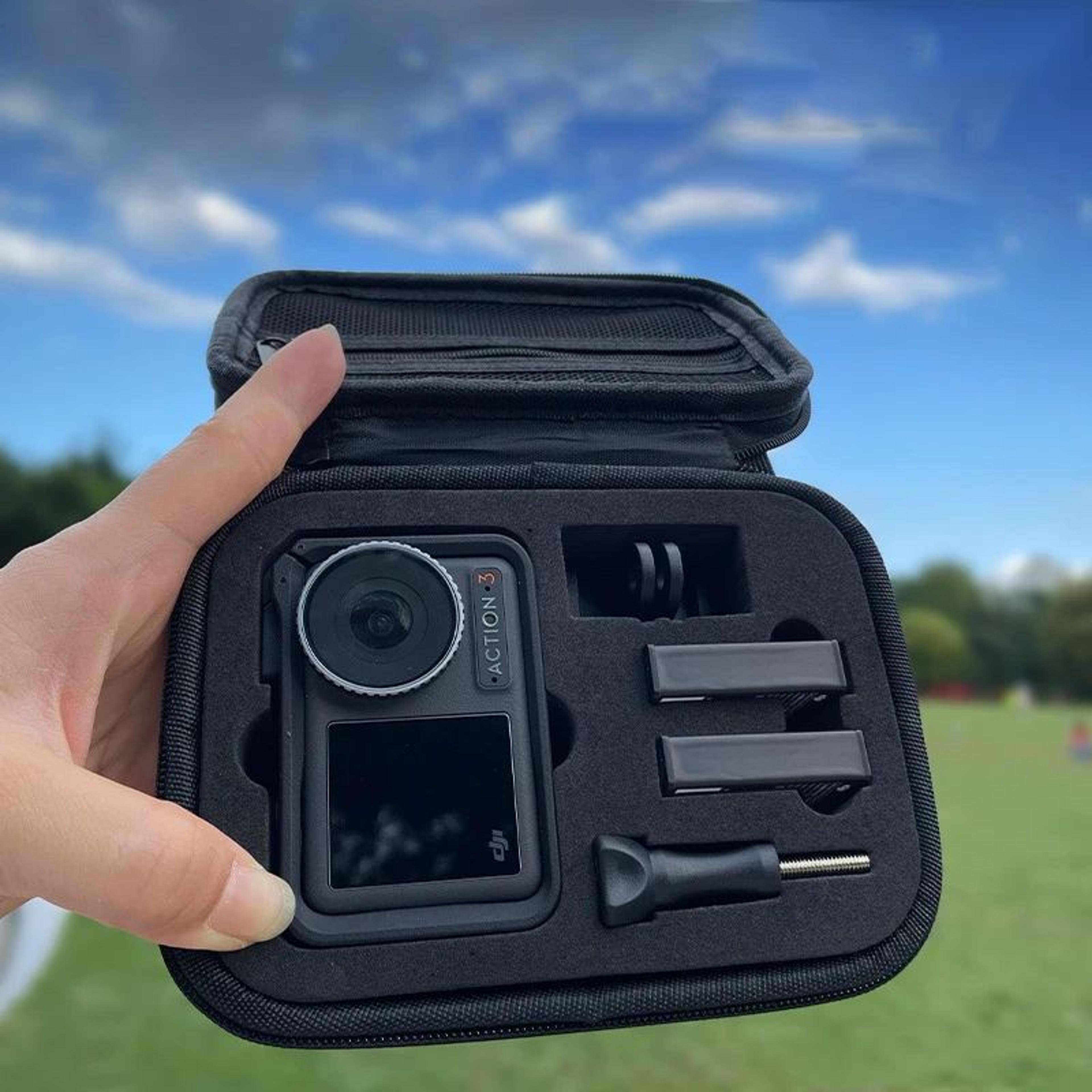 dji osmo action silicone lens cover & tempered film set – dust-proof action camera lens protector with storage pouch