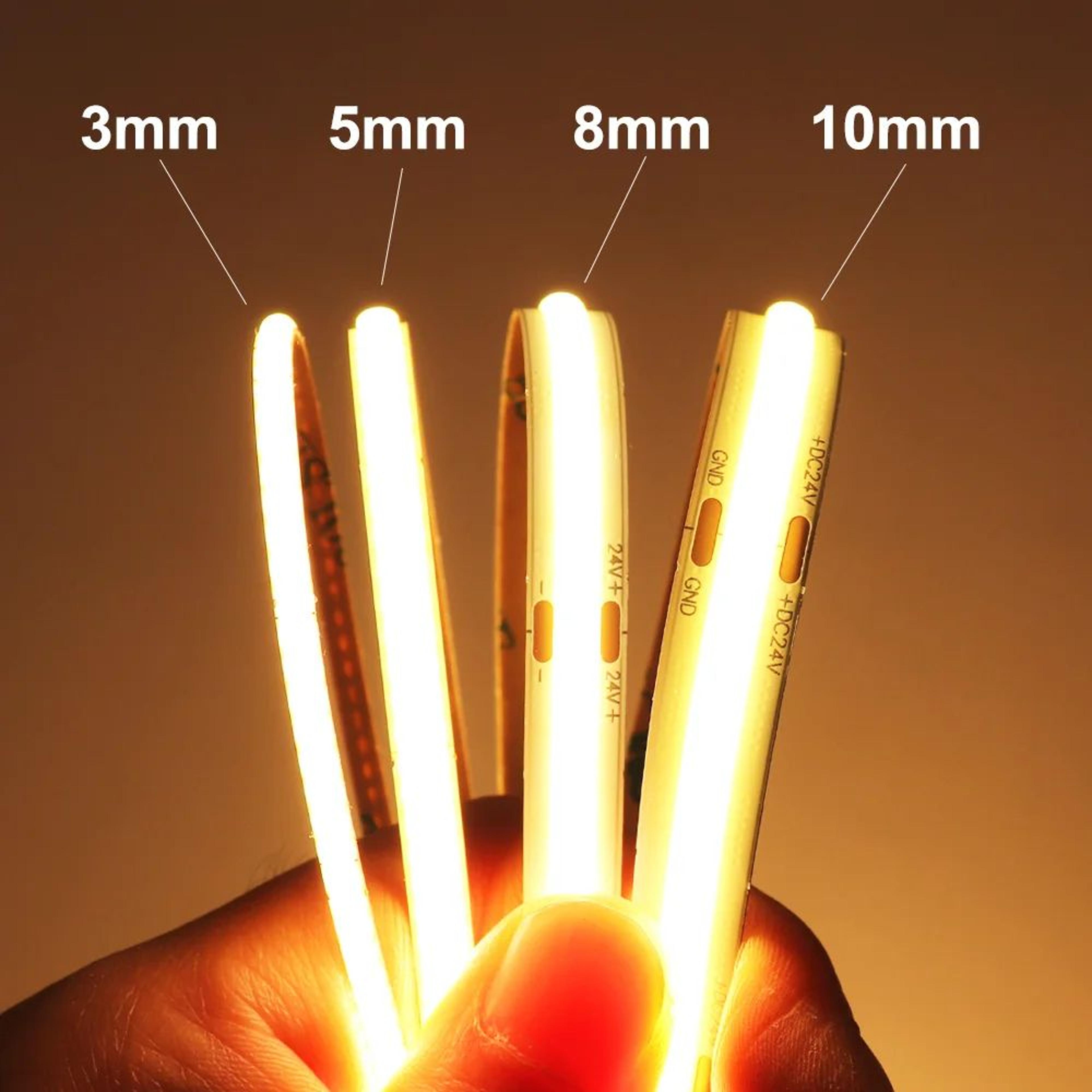 ultra-smooth cob led strip light ra90, high density 12v/24v dimmable for clean home accent lighting