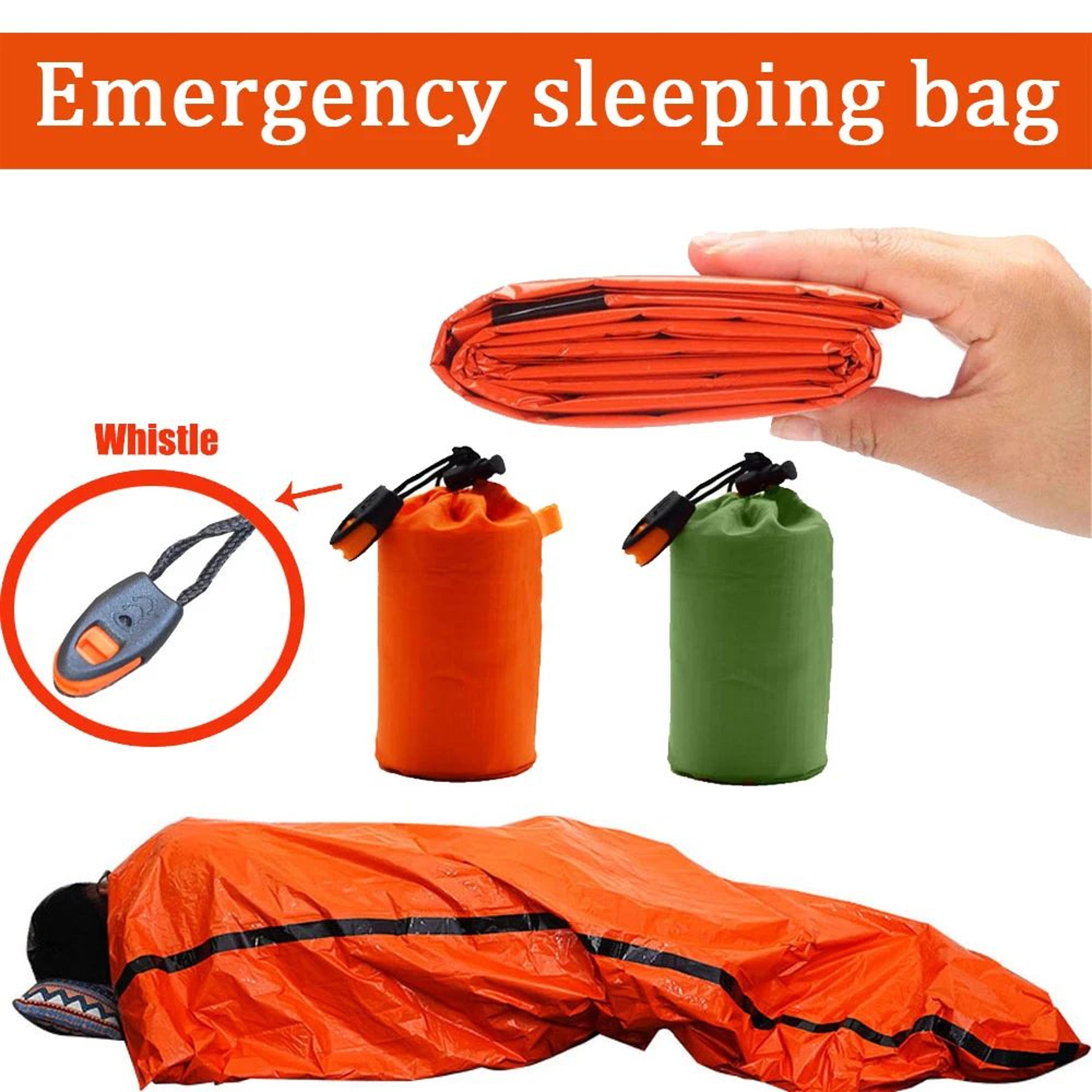 portable emergency sleeping bag waterproof mylar thermal bivy sack for camping, hiking, and car kits