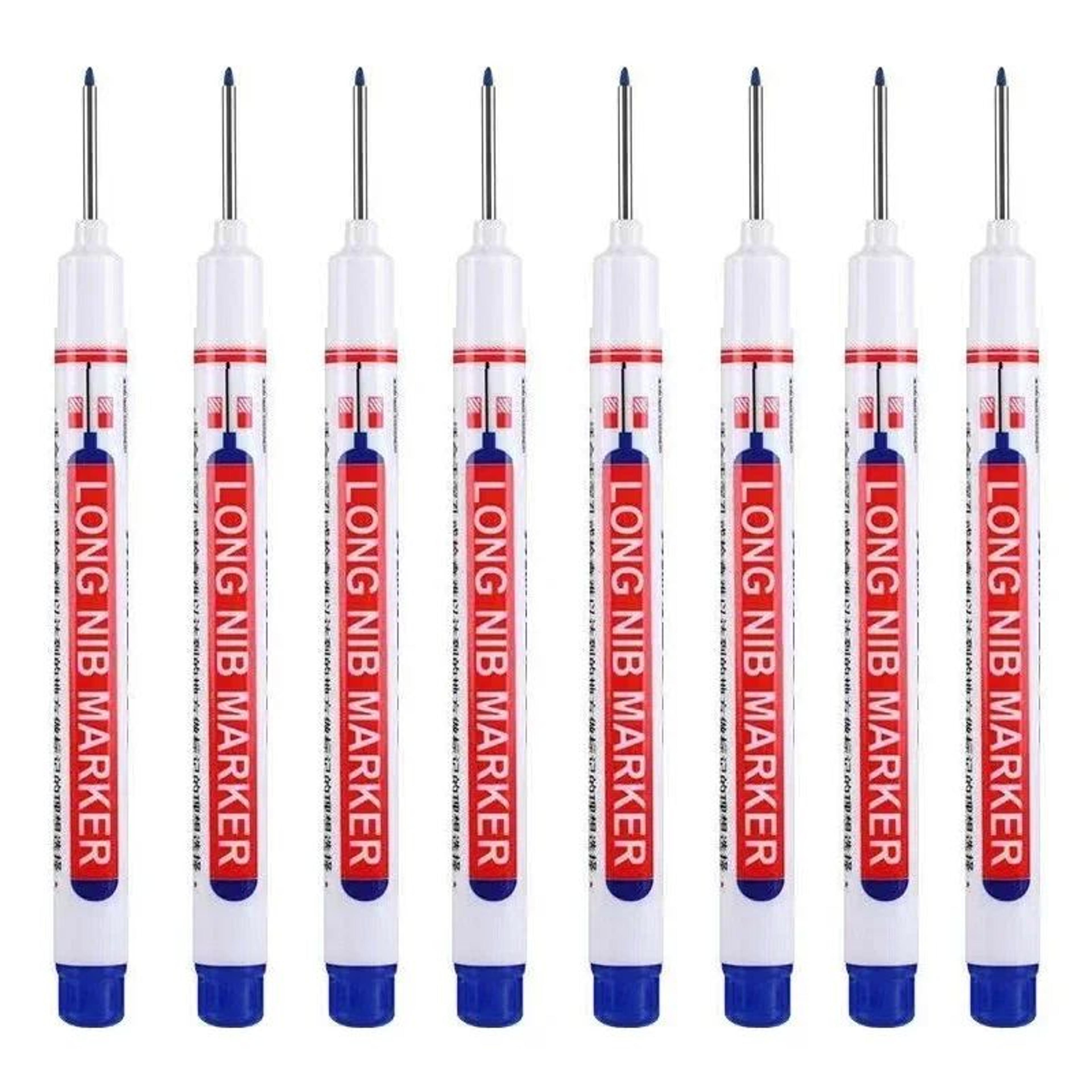8-piece deep hole marker set (20mm long nib) waterproof metal marking pen for woodworking & diy