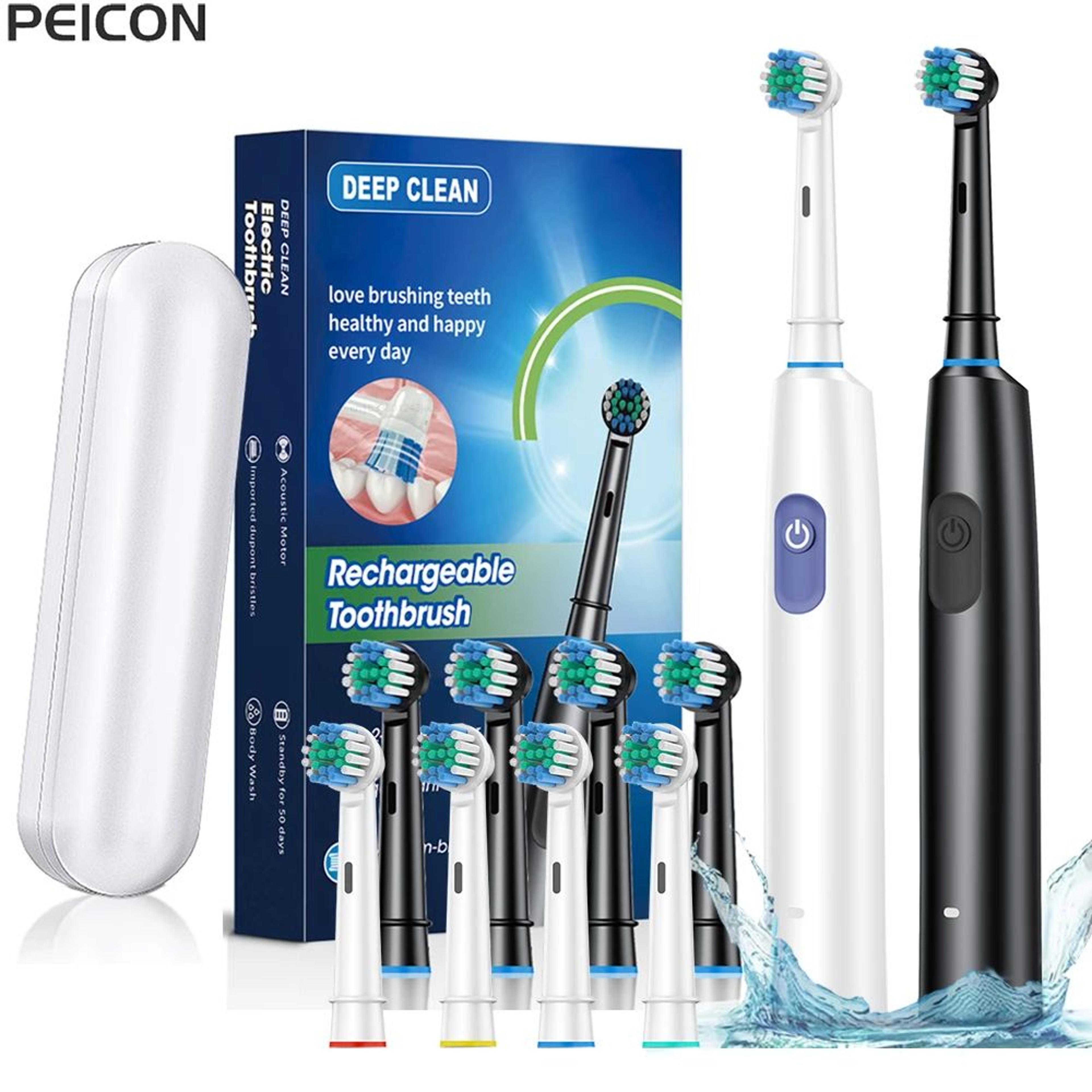 rotating electric toothbrush for adults, rechargeable spin brush with 8 soft brush heads