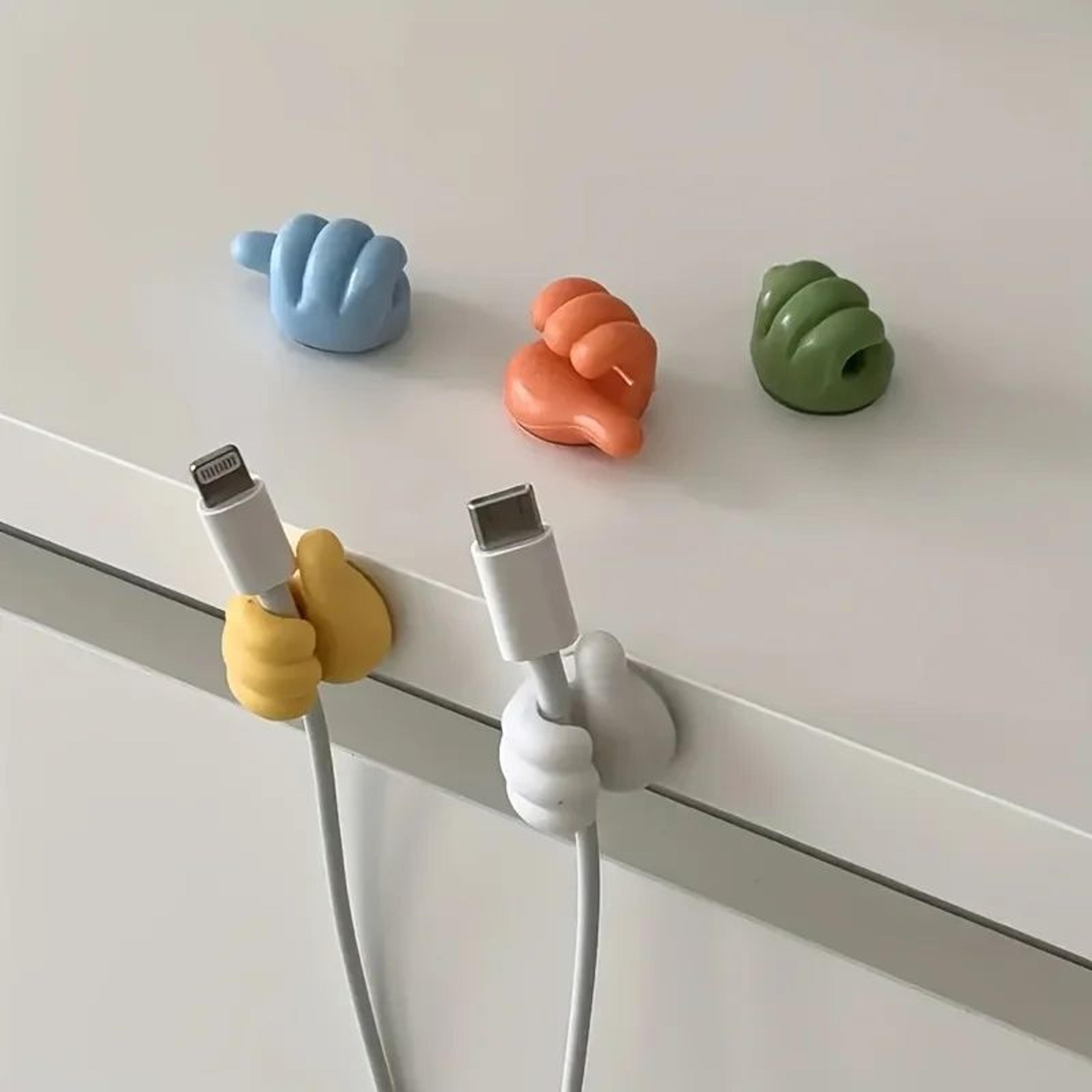 thumb-shaped adhesive cable clips (5–10 pack) - mini thumb cable organizer for tidy charging cords