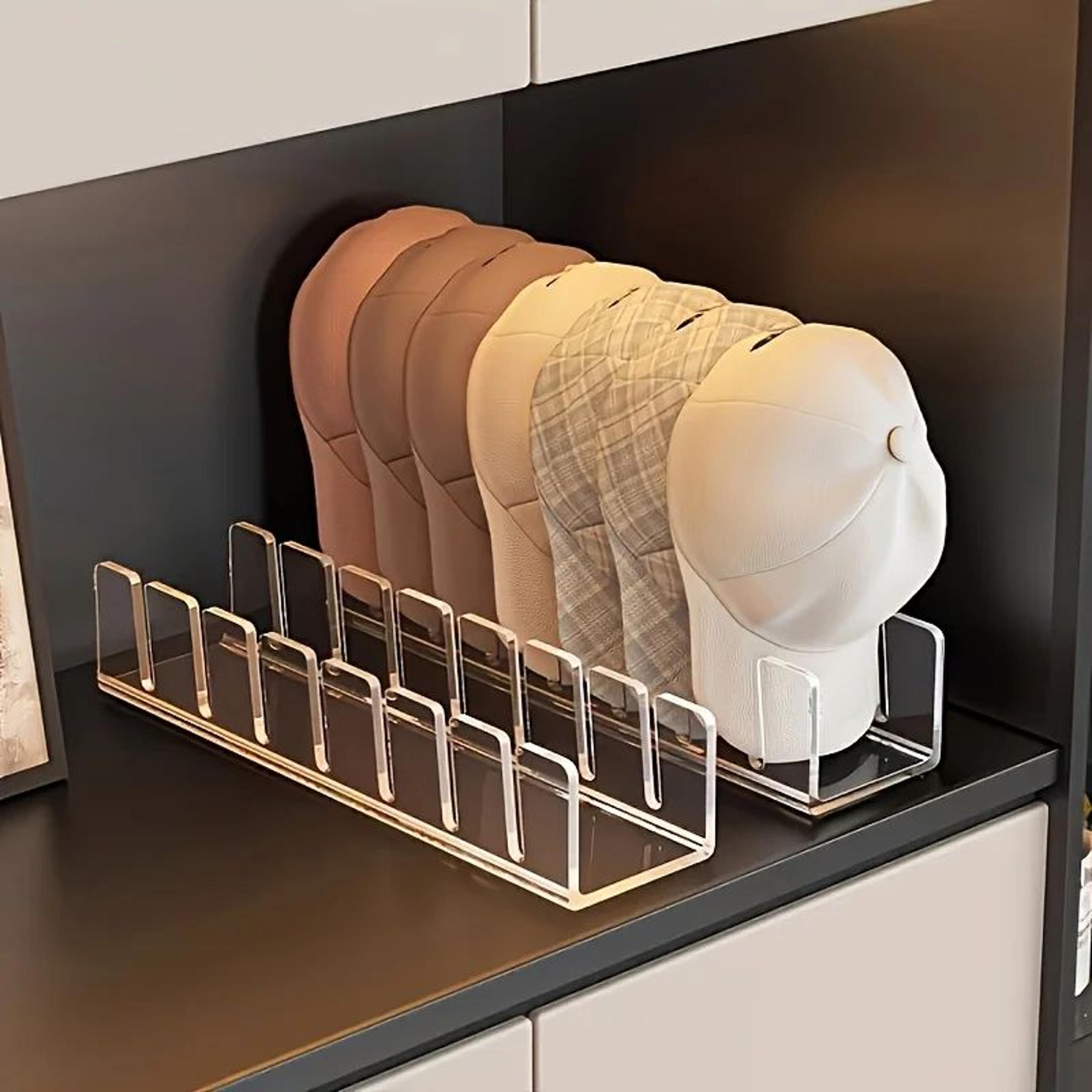 clear acrylic baseball cap organizer stand - multi-slot cap storage rack & hat display